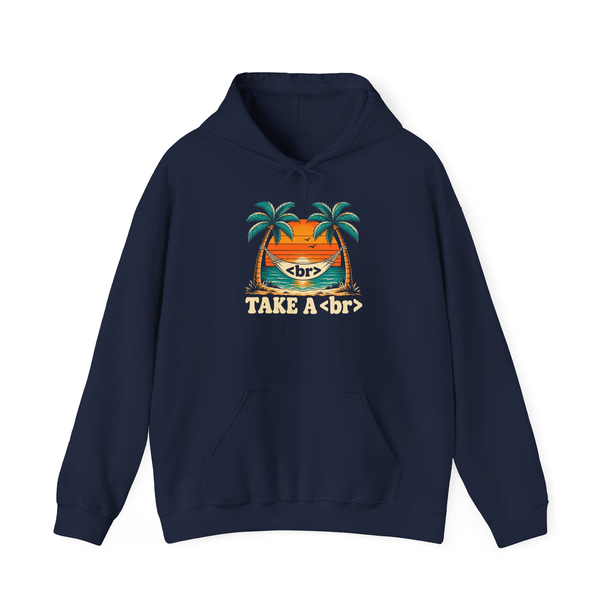 Take a Break Hammock hoodie in Navy, front view