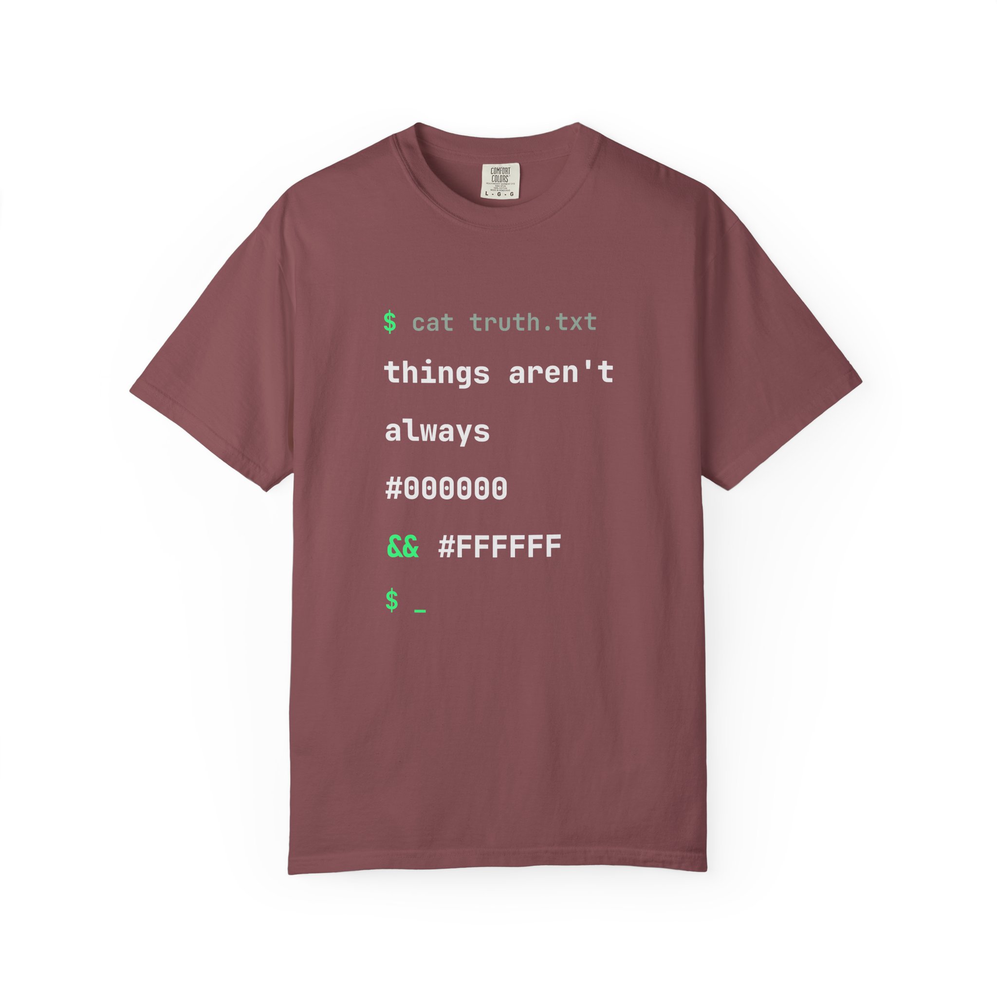 cat truth.txt T-shirt in Brick, front view