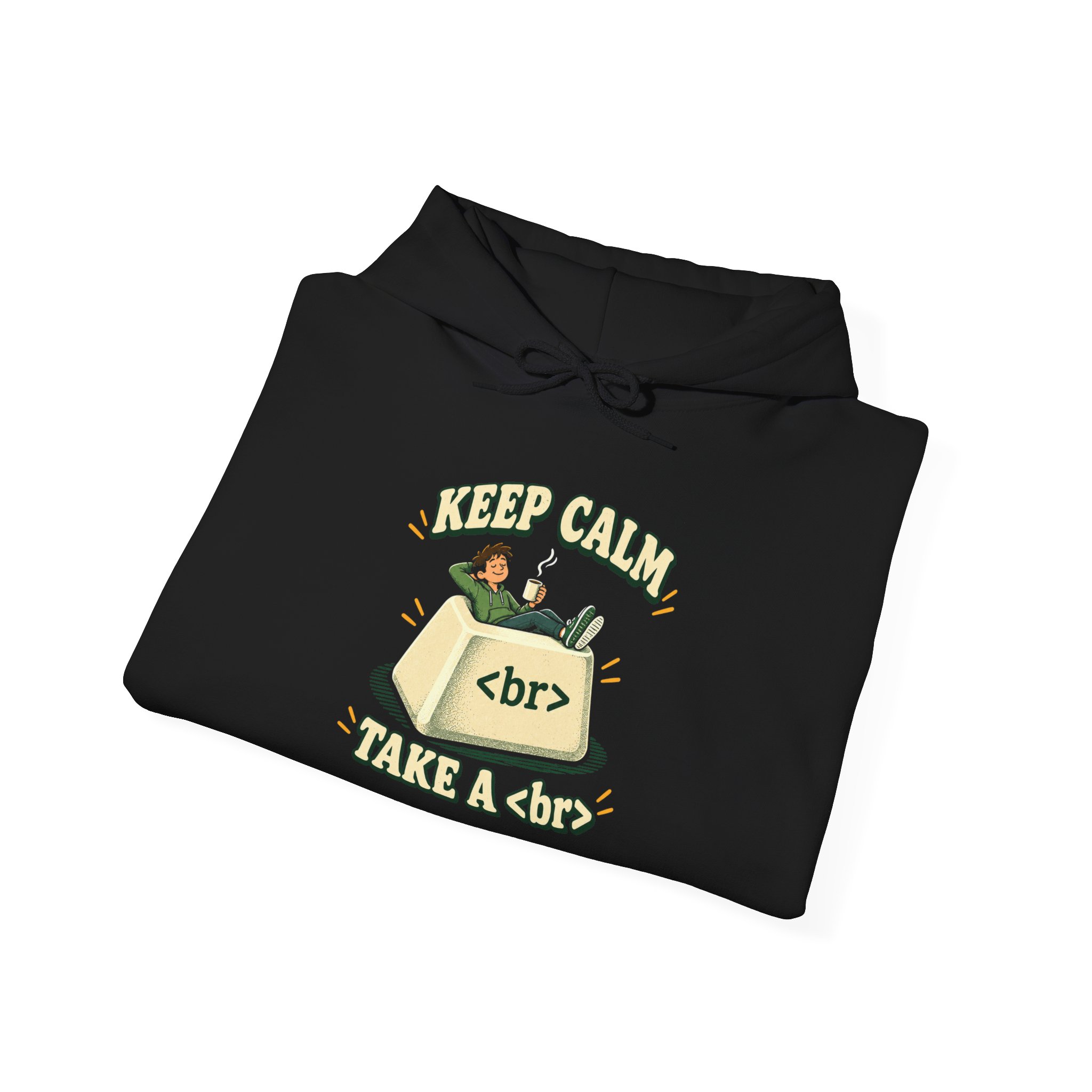 Keep Calm Keycap hoodie in Black, folded