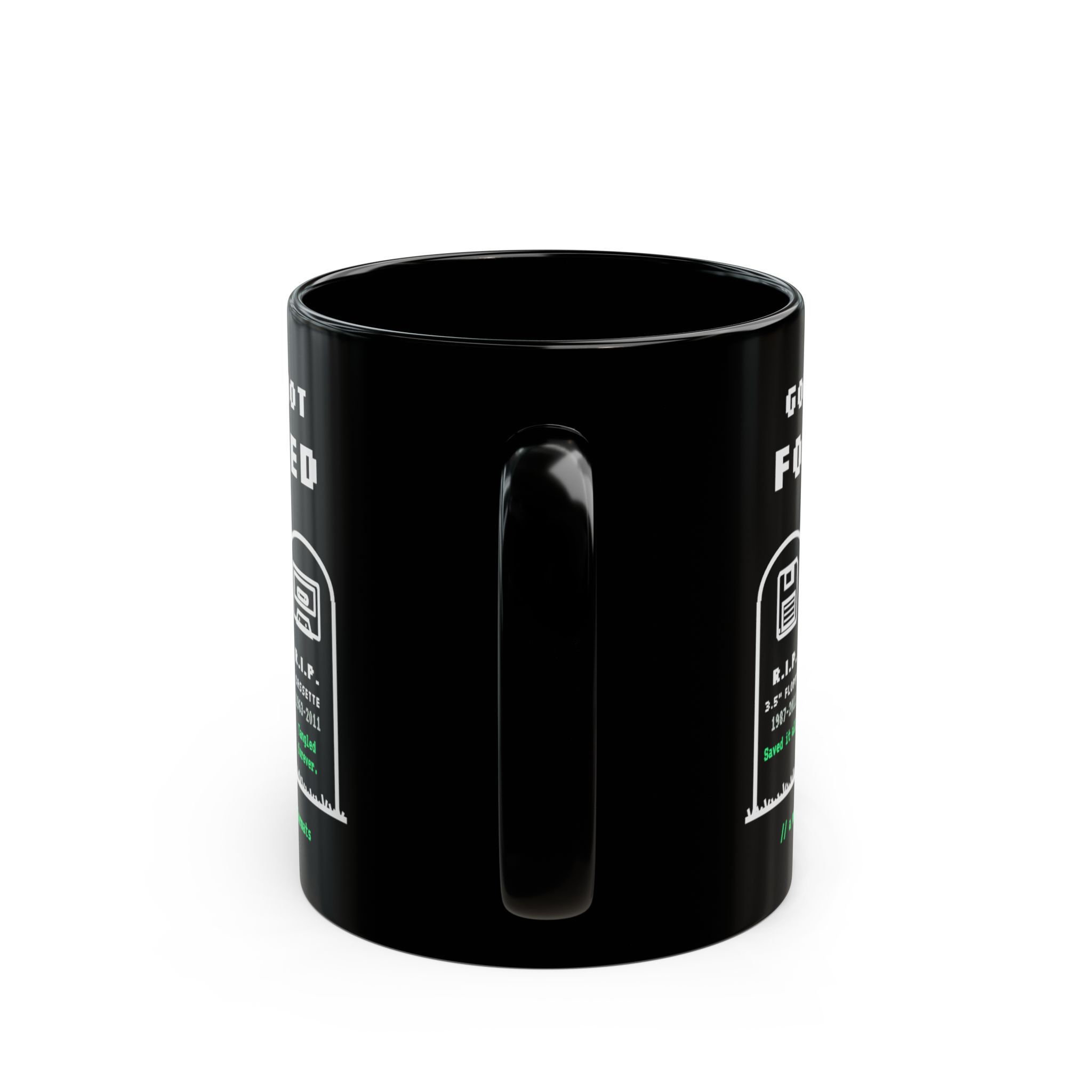 Gone But Not Formatted black mug, 11 oz, back view