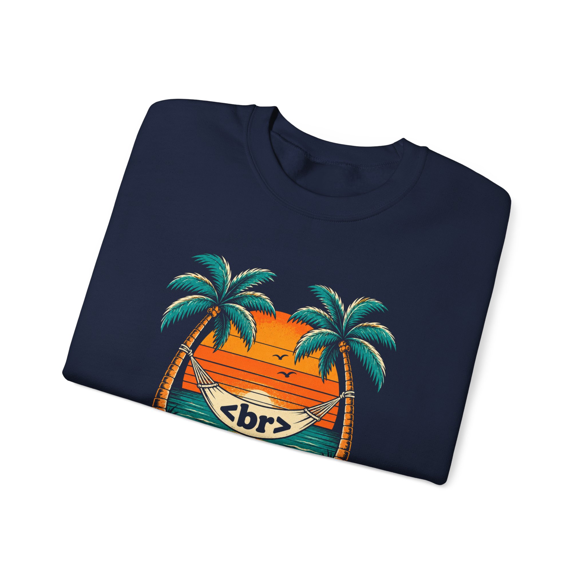Take a Break Hammock crewneck sweatshirt in Navy, folded