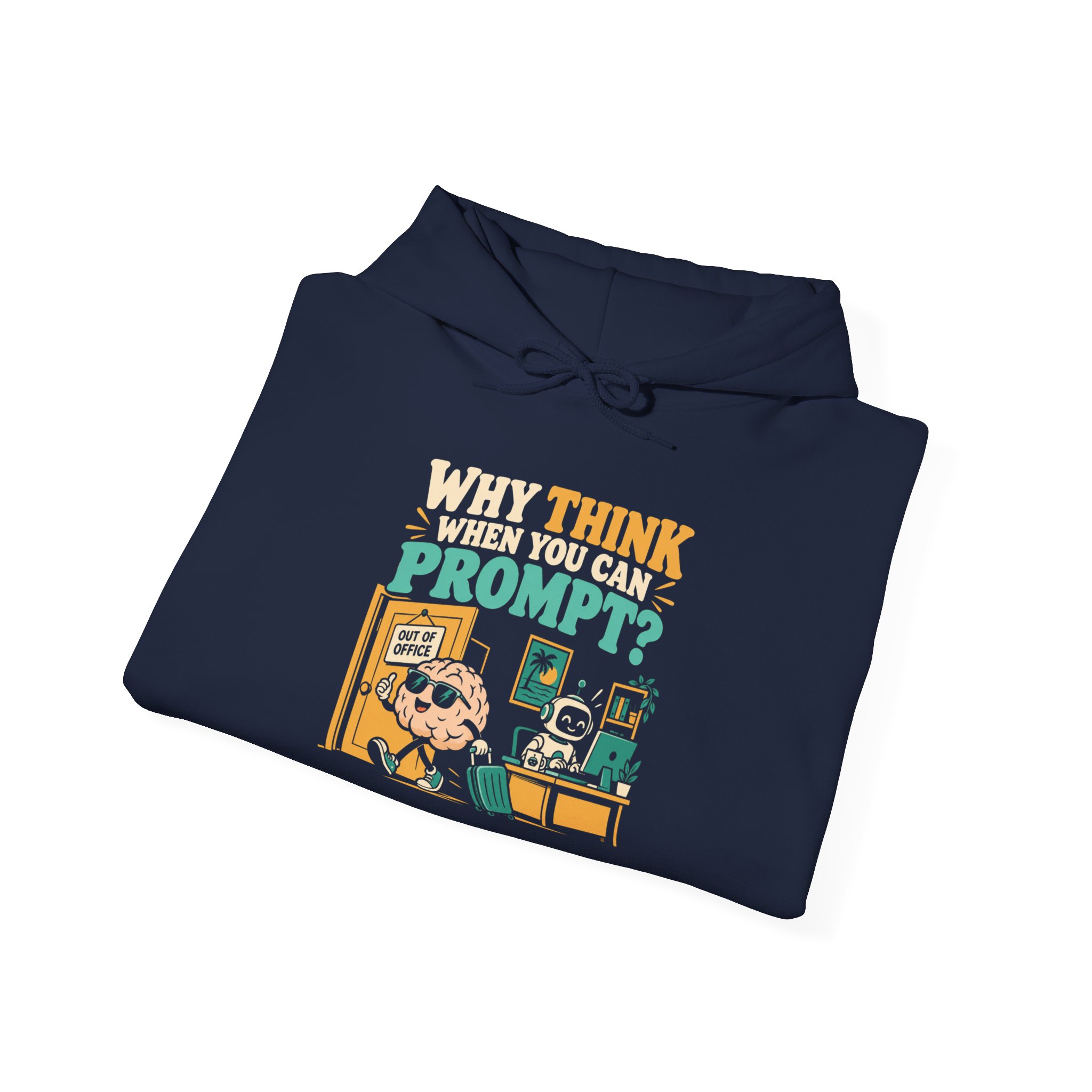 Prompt Out of Office hoodie in Navy, folded