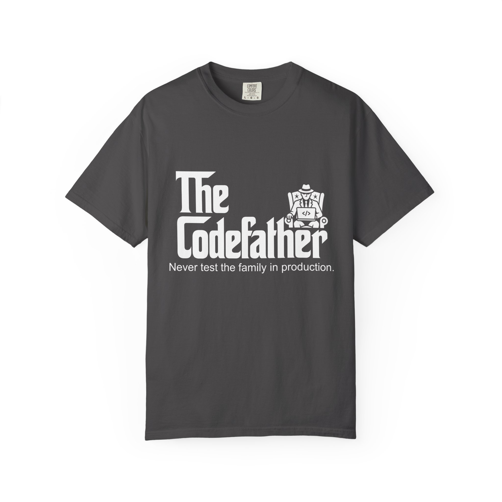 The Codefather T-shirt in Graphite, front view