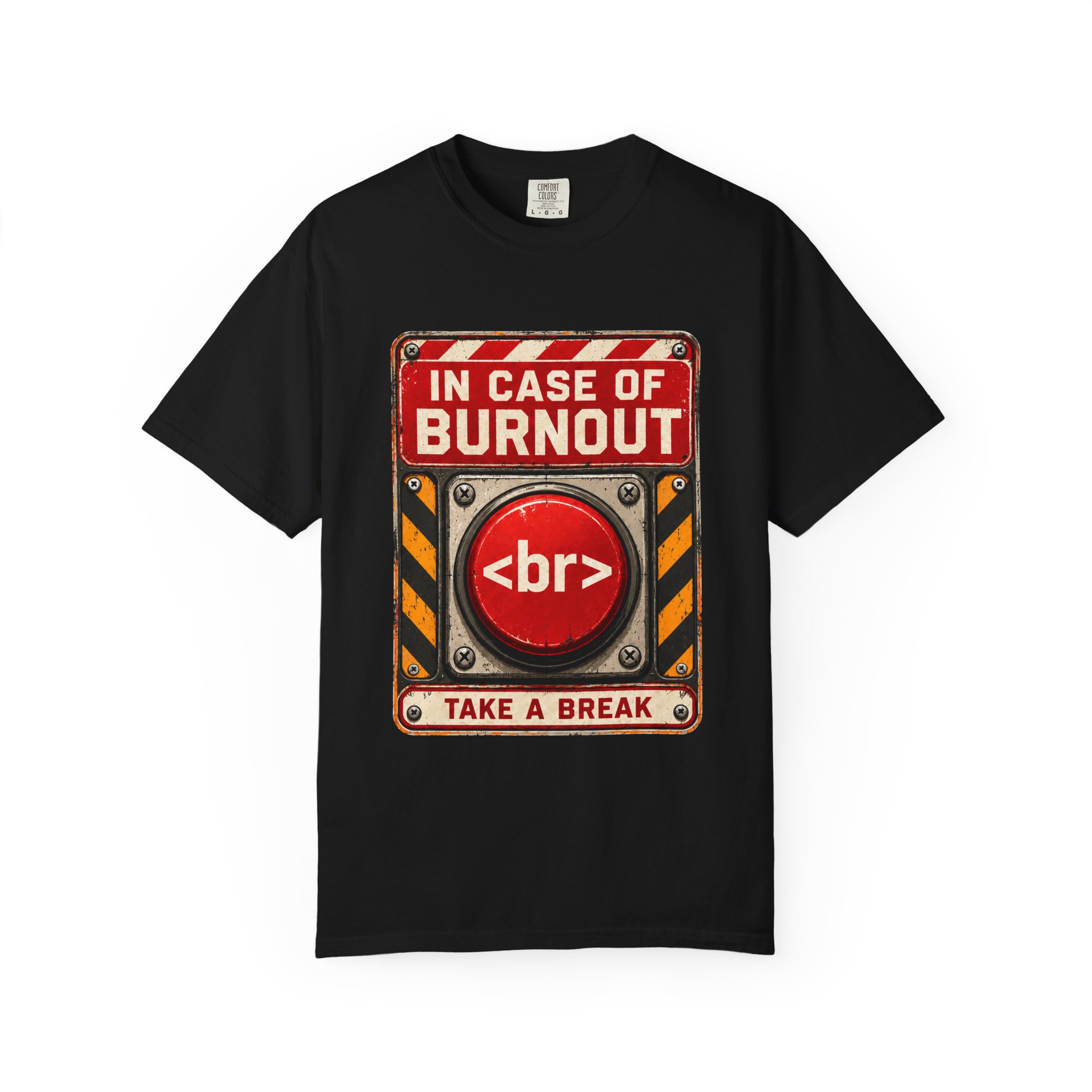 In Case of Burnout T-shirt in Black, front view