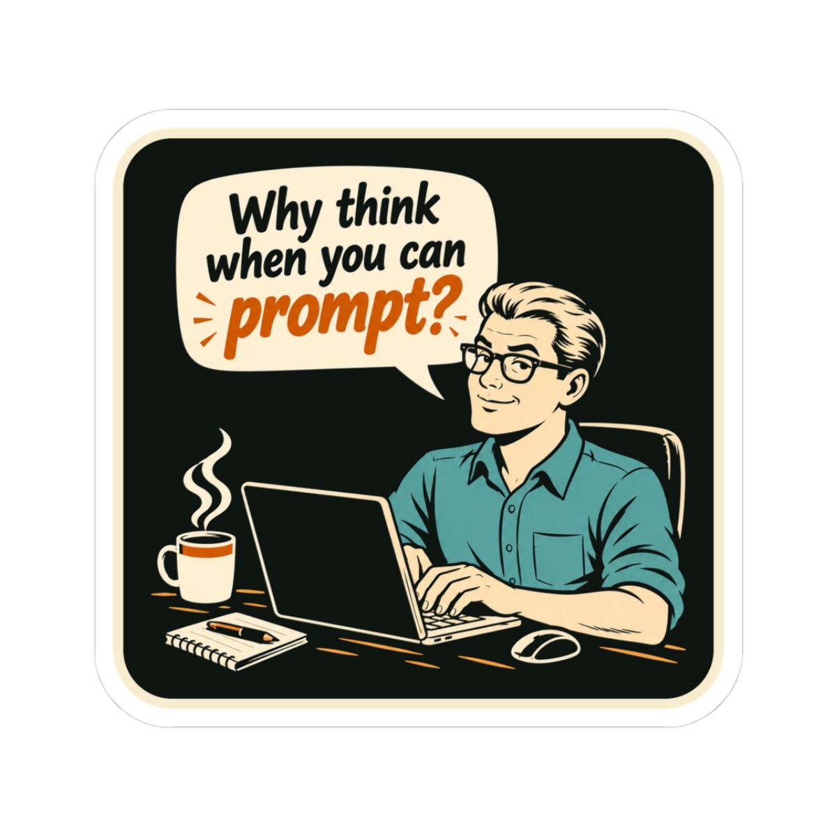 Why Think When You Can Prompt sticker, 3 inch, front view