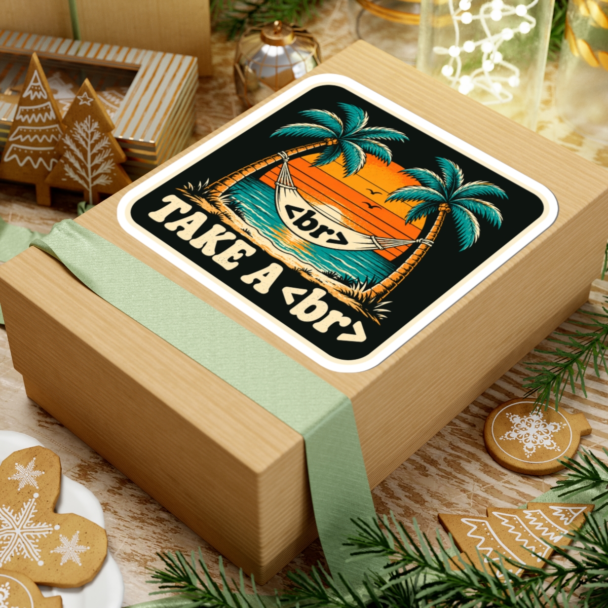 Take a Break Hammock sticker, 6 inch, lifestyle