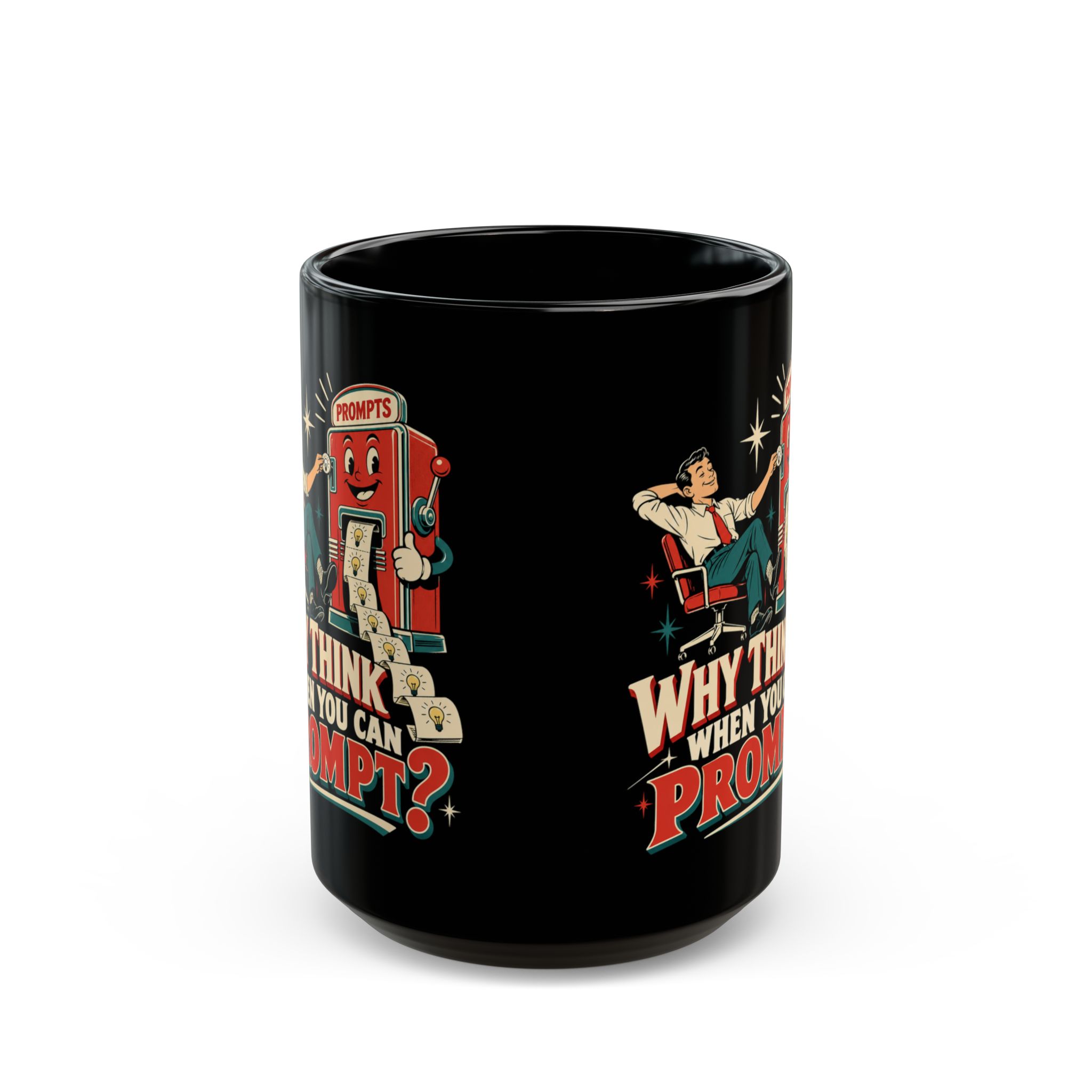 Prompt Machine black mug, 15 oz, front view