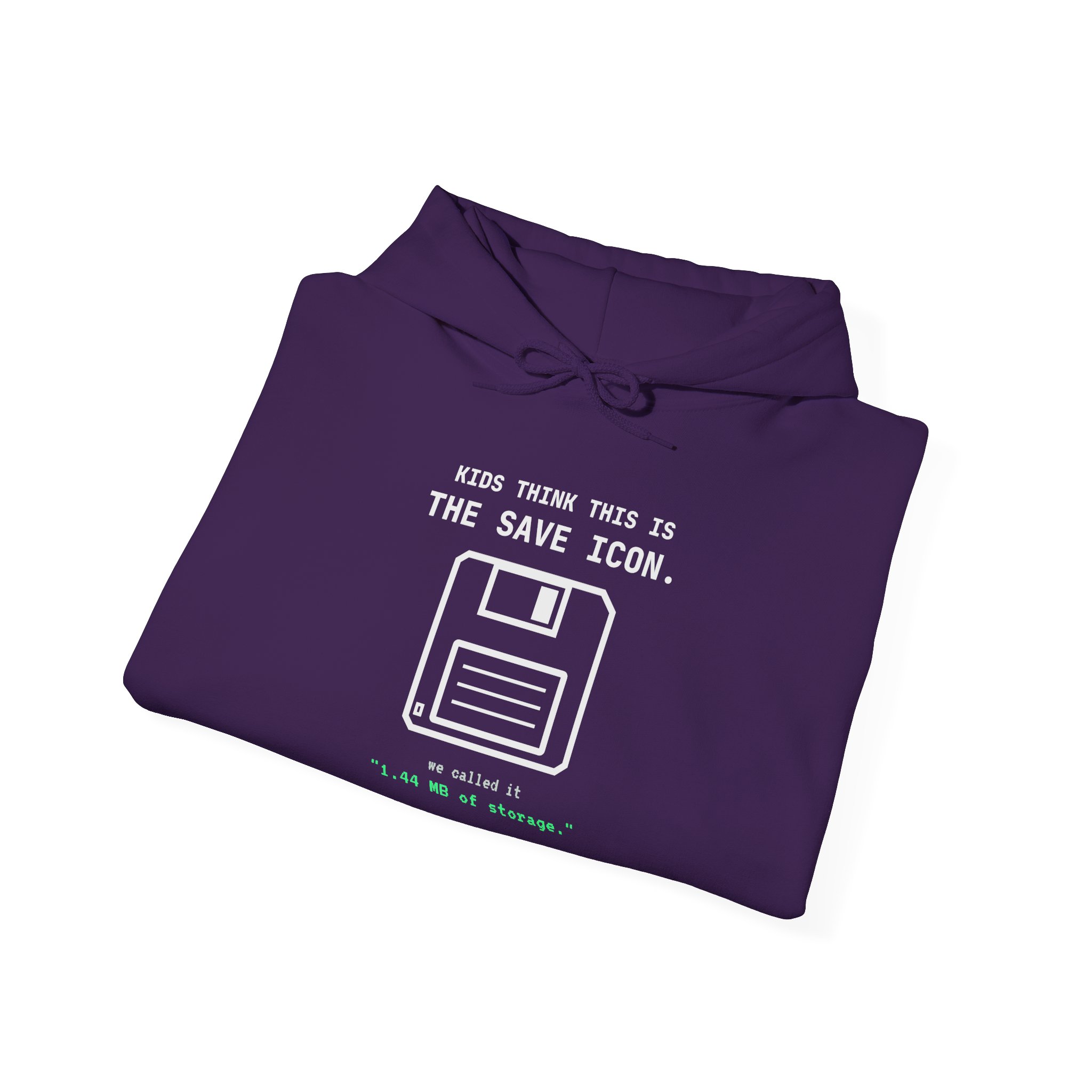 The Original Save Icon hoodie in Purple, folded