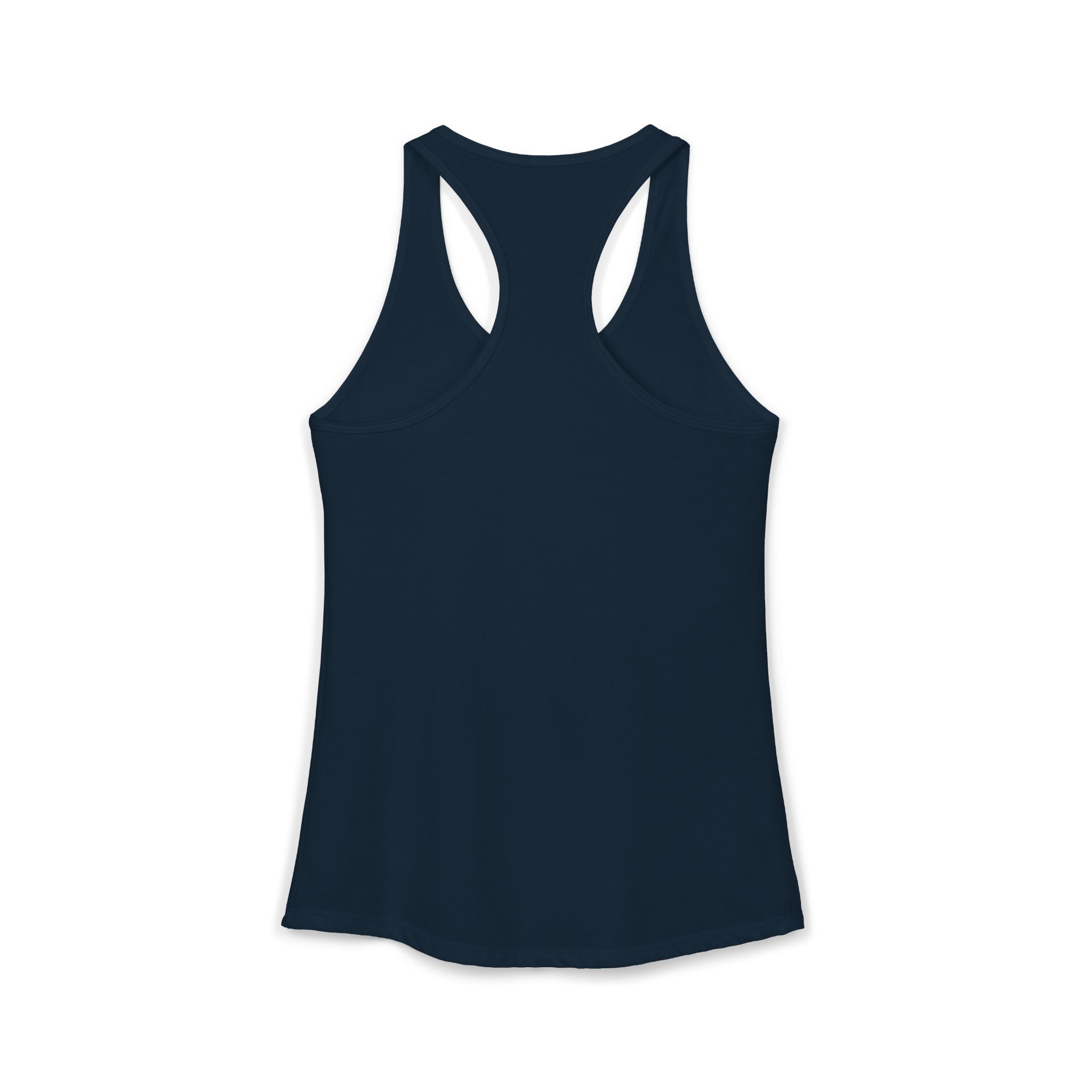 AI Magic Bunny women's racerback tank in Solid Midnight Navy, back view, second angle