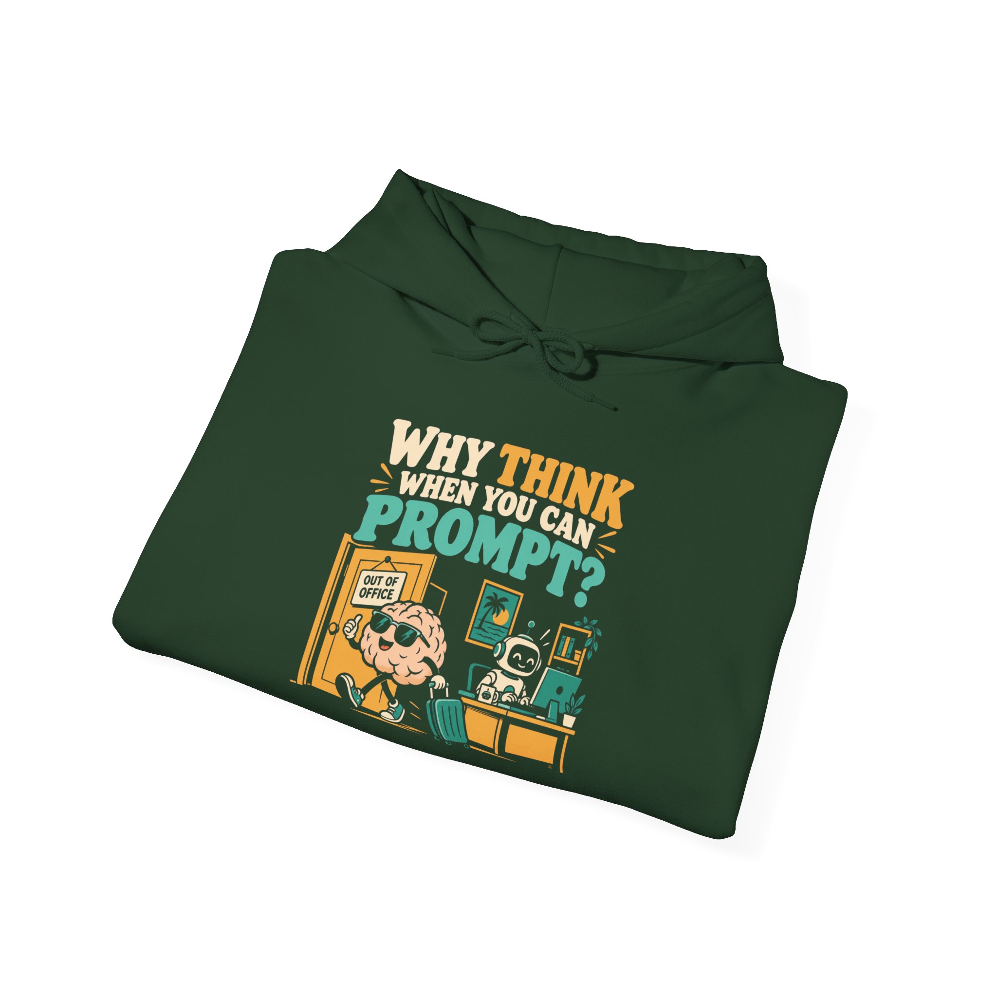 Prompt Out of Office hoodie in Forest Green, folded
