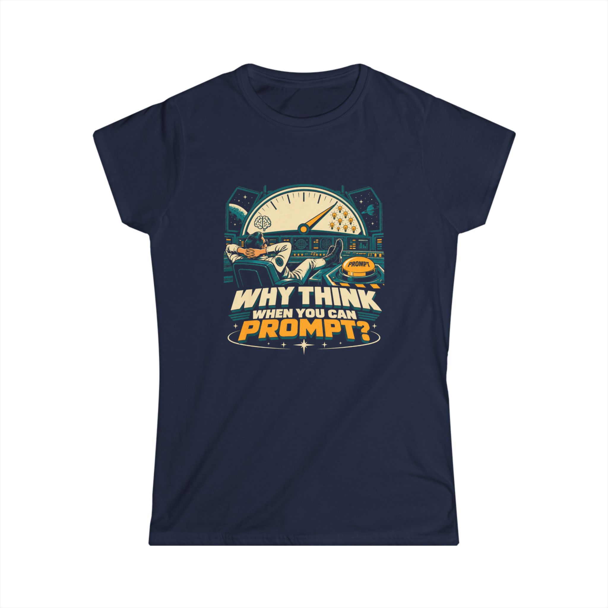 Prompt Mission Control women's T-shirt in Navy, front view