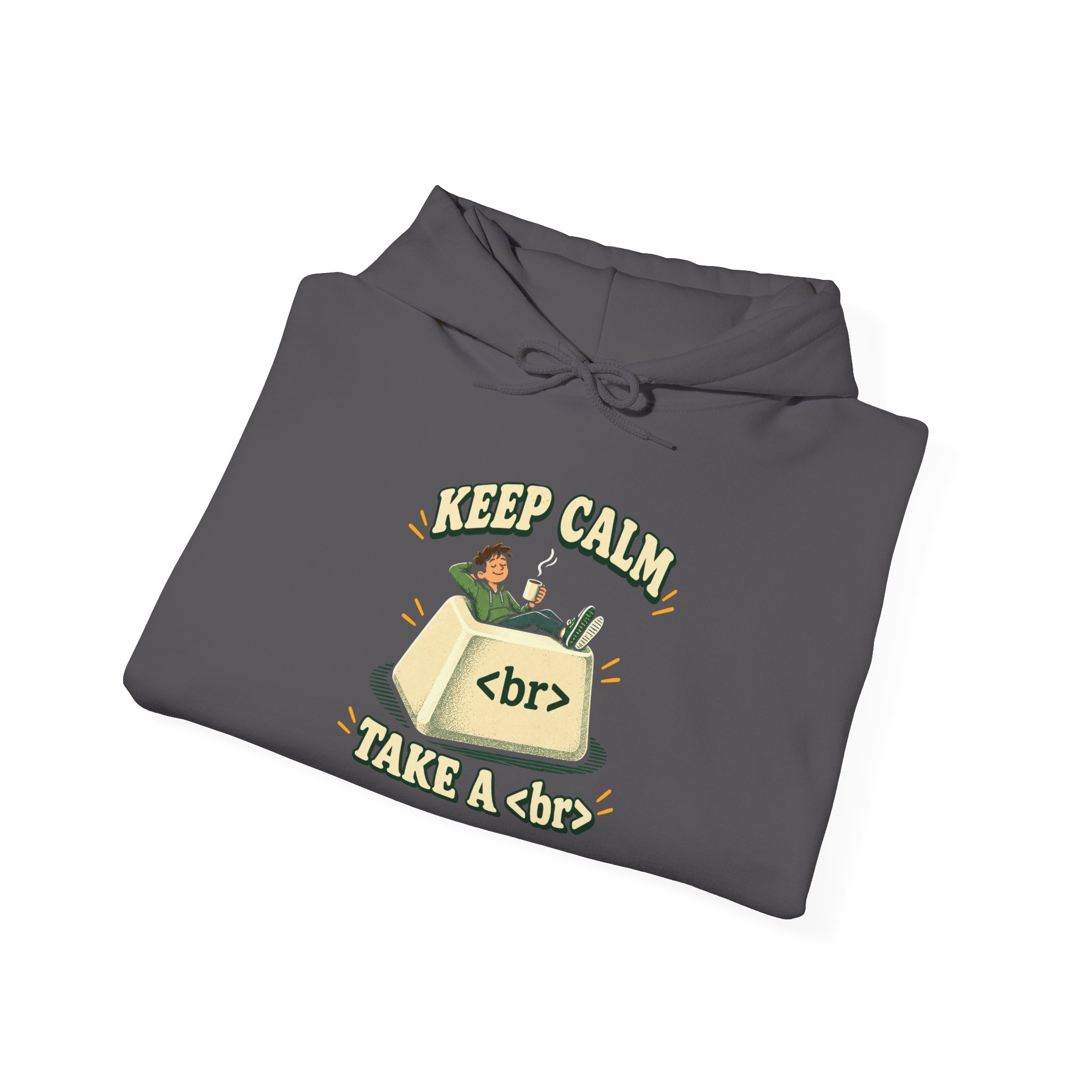 Keep Calm Keycap hoodie in Charcoal, folded