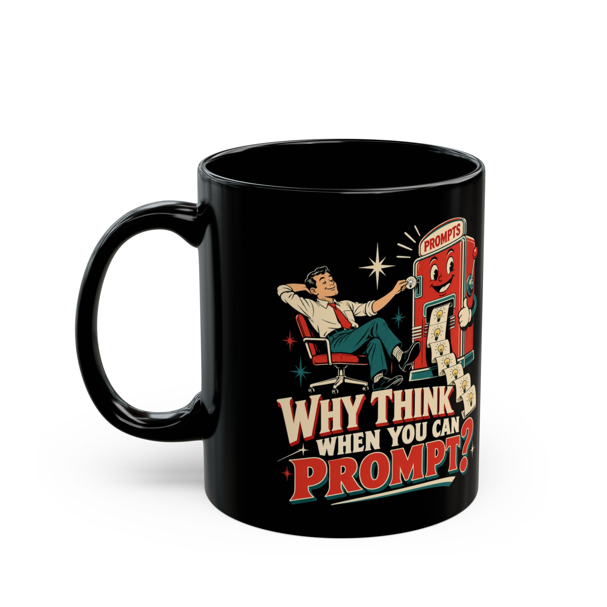 Prompt Machine black mug, 11 oz, left side