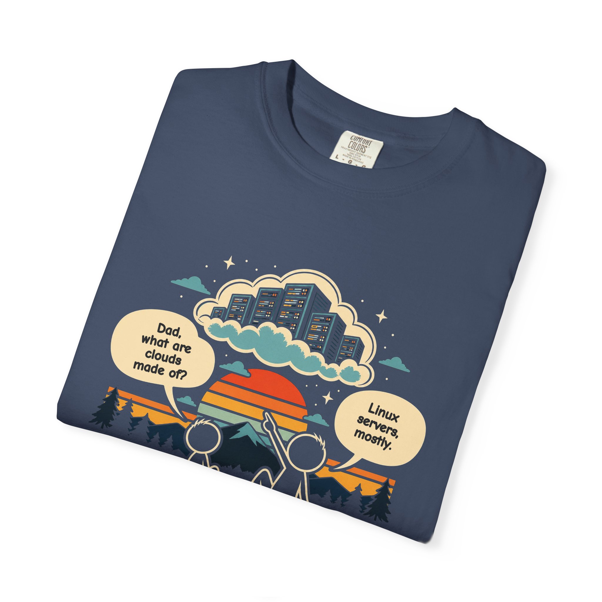 Linux Clouds T-shirt in Midnight, folded