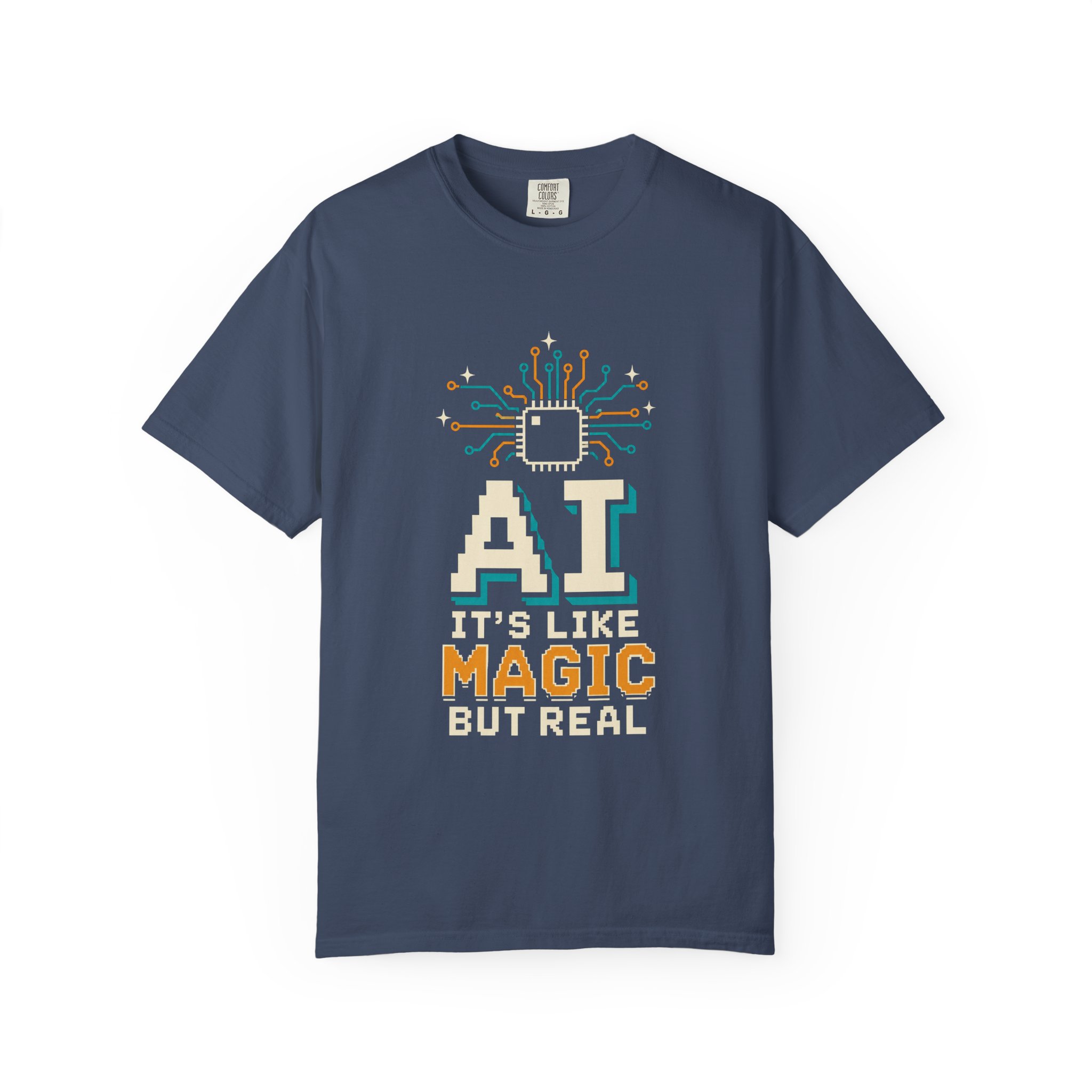 AI Magic Chip T-shirt in Midnight, front view