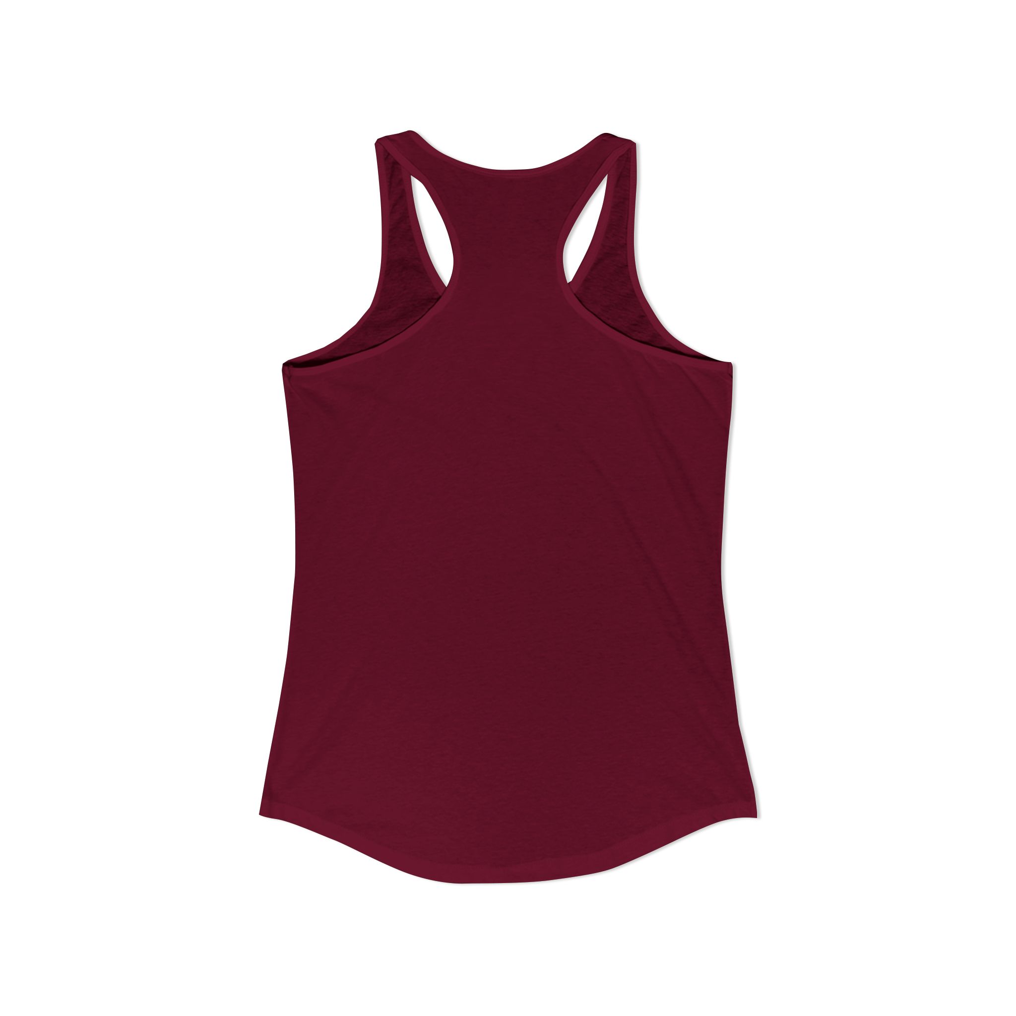 The Codefather women's racerback tank in Solid Cardinal Red, back view