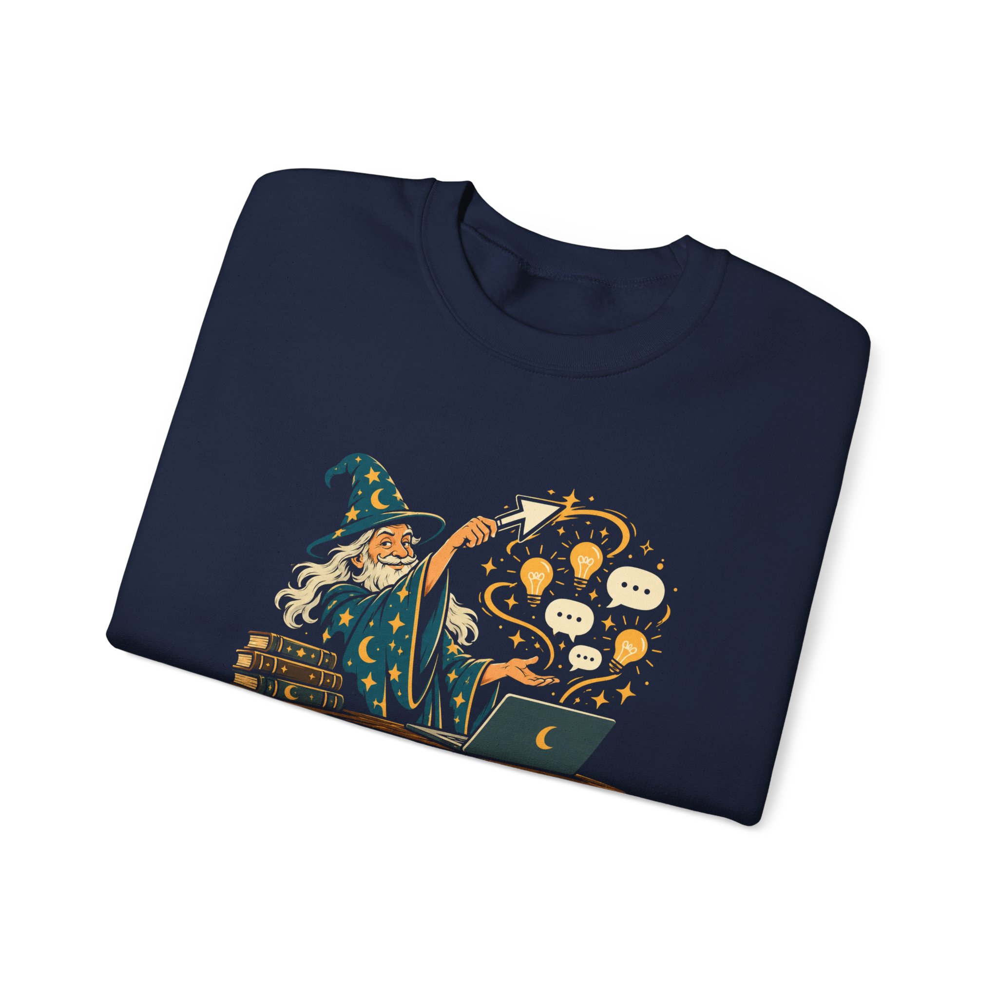 Prompt Wizard crewneck sweatshirt in Navy, folded