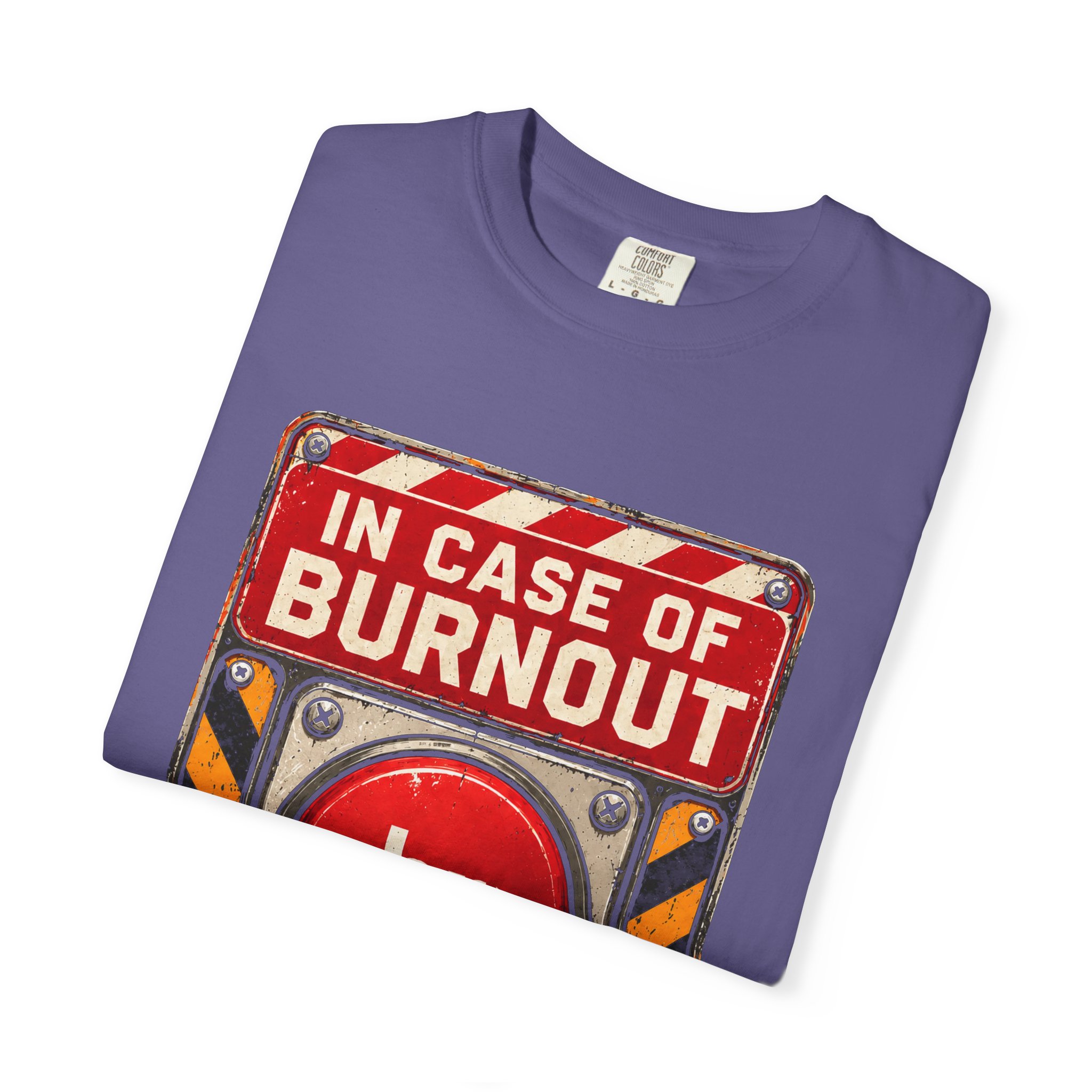 In Case of Burnout T-shirt in Grape, folded