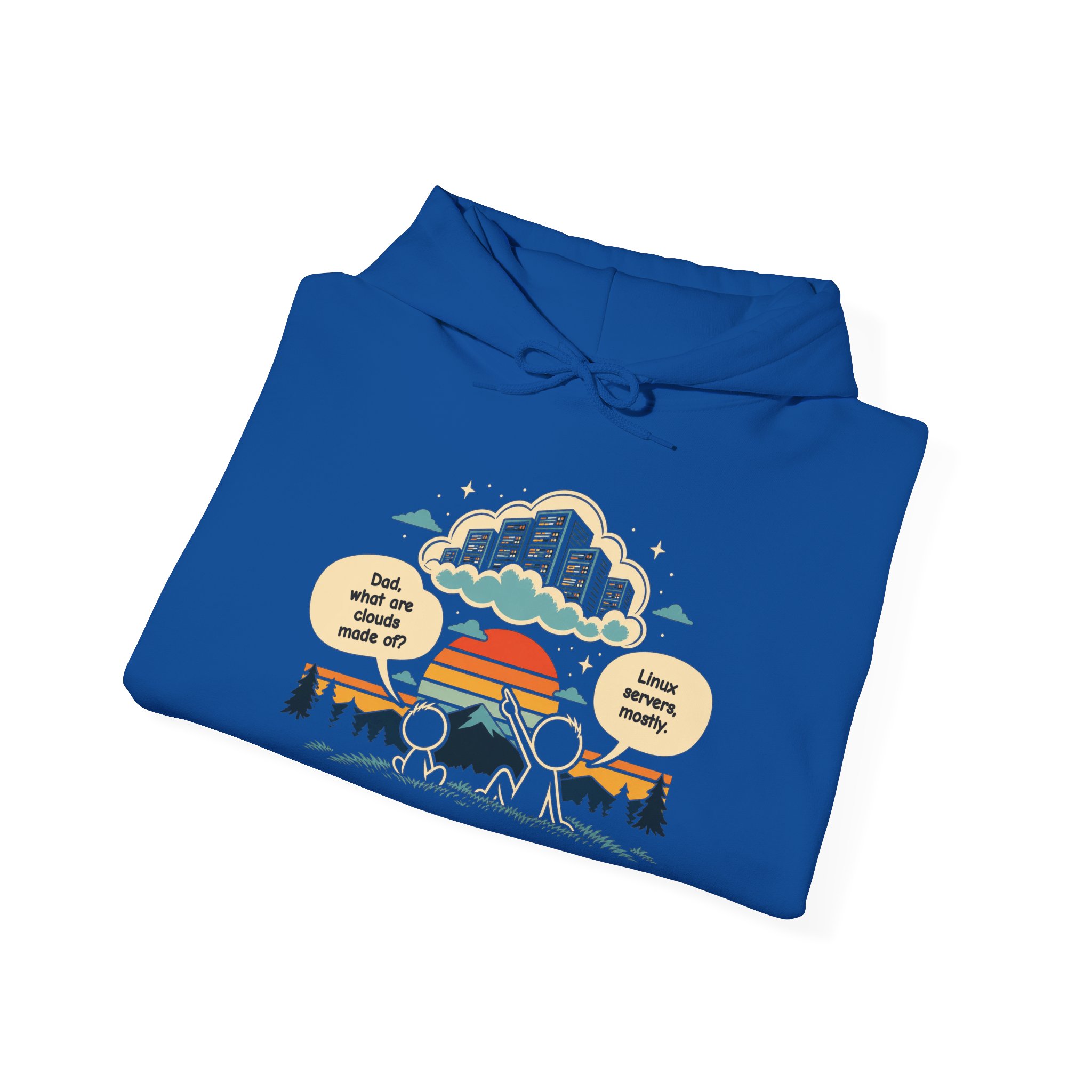 Linux Clouds hoodie in Royal, folded