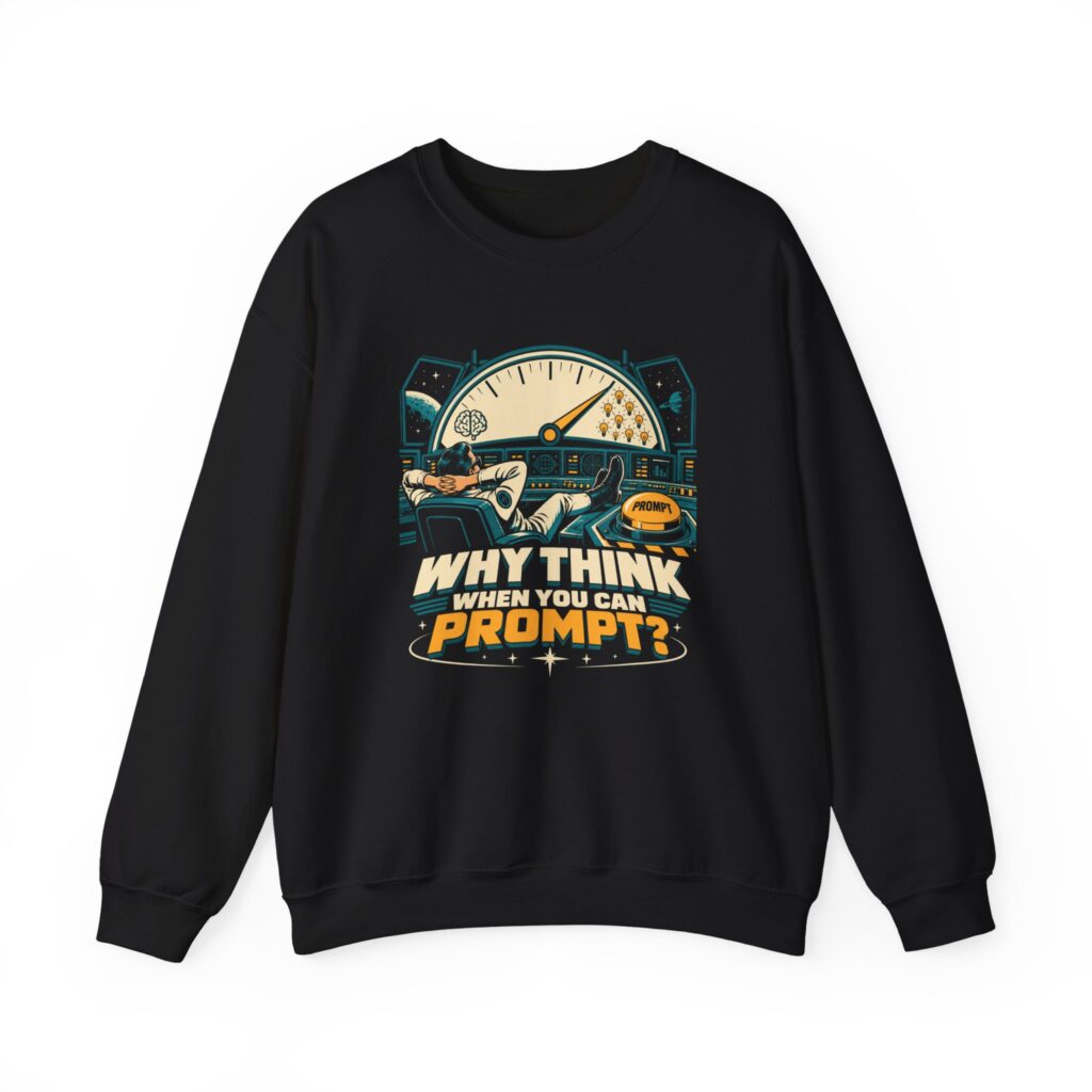 Prompt Mission Control crewneck sweatshirt in Black, front view
