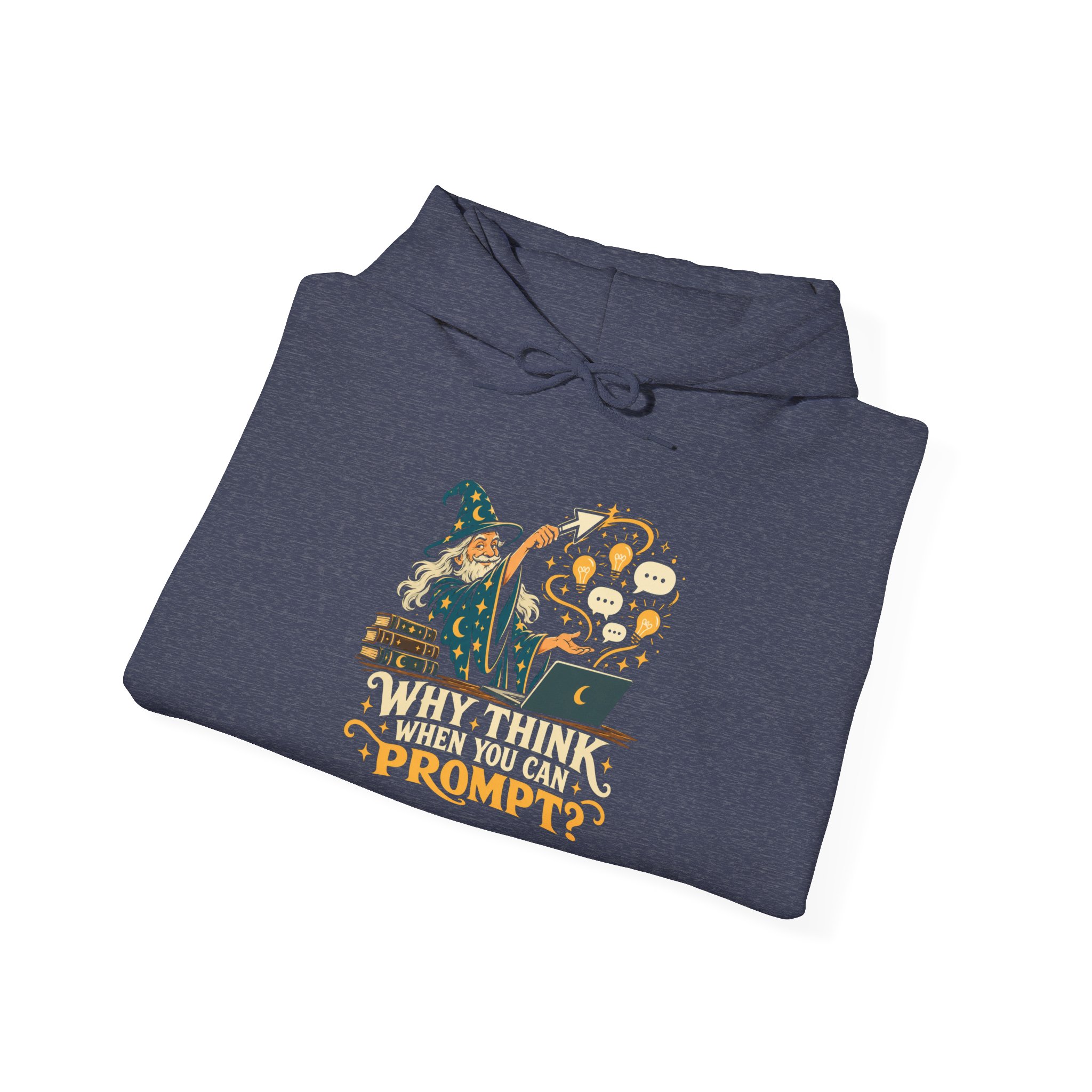 Prompt Wizard hoodie in Heather Sport Dark Navy, folded