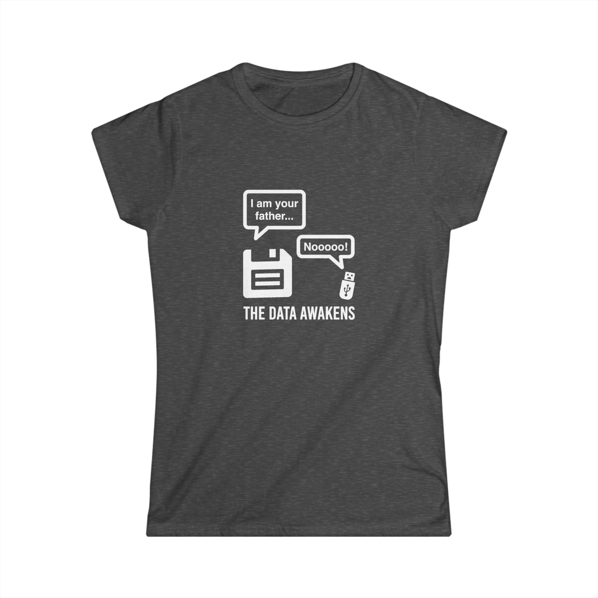The Data Awakens women's T-shirt in Dark Heather, front view