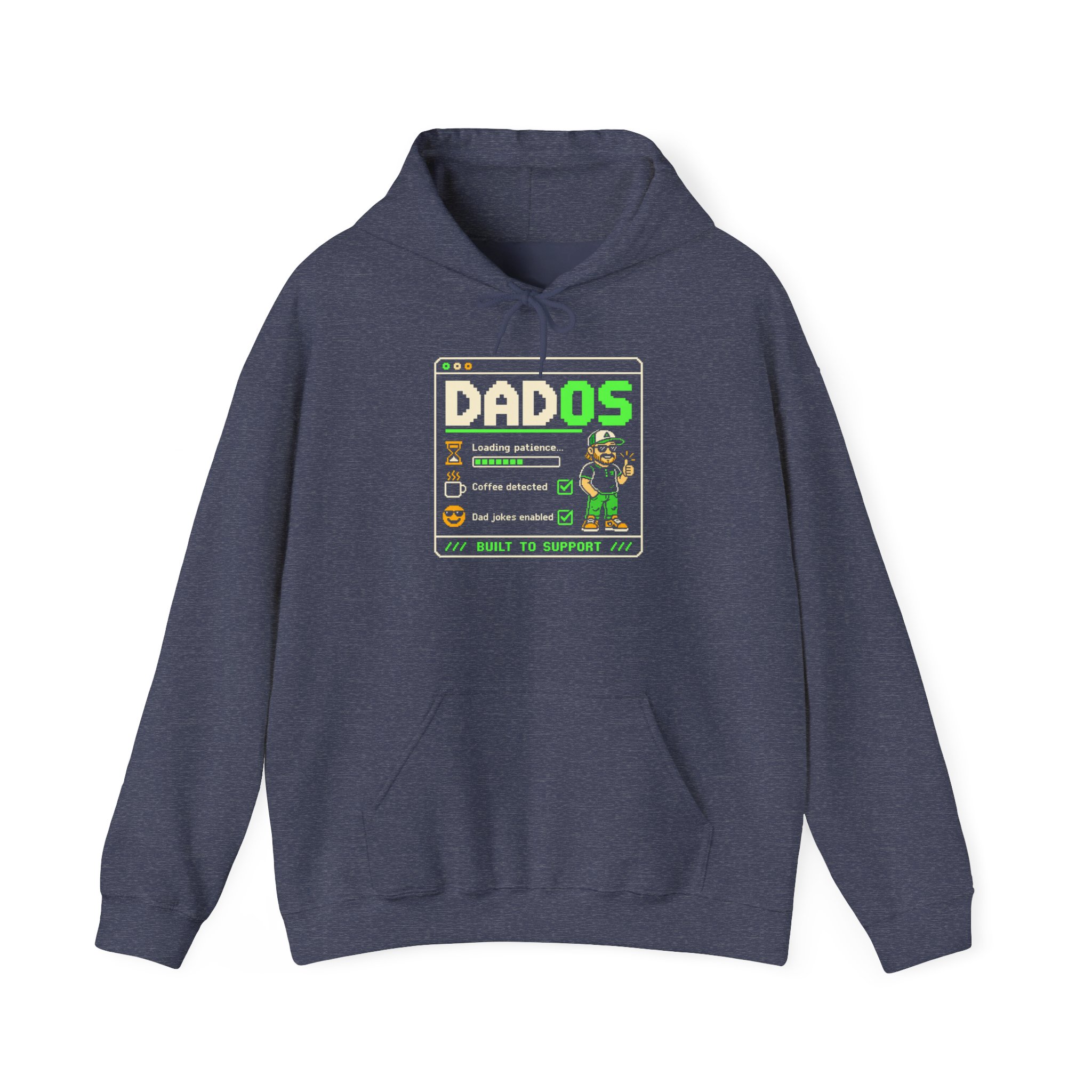 DadOS hoodie in Heather Sport Dark Navy, front view