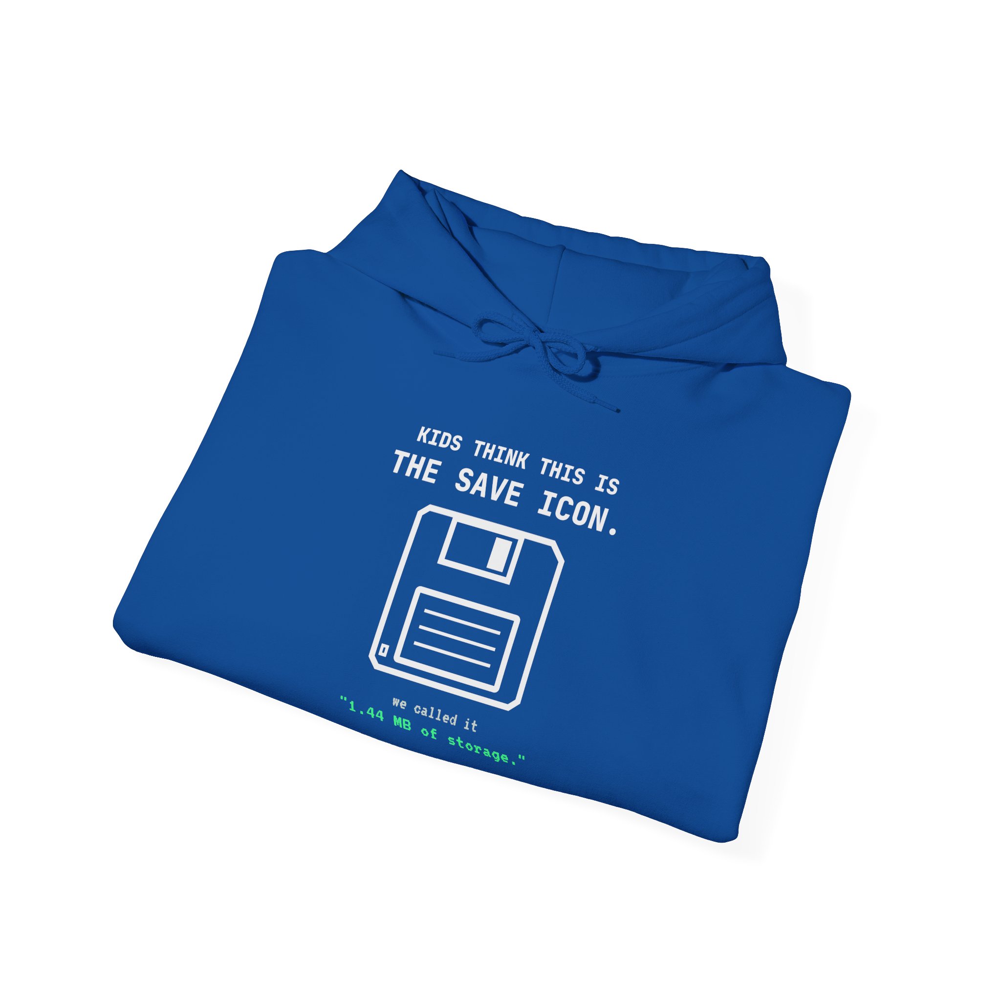 The Original Save Icon hoodie in Royal, folded