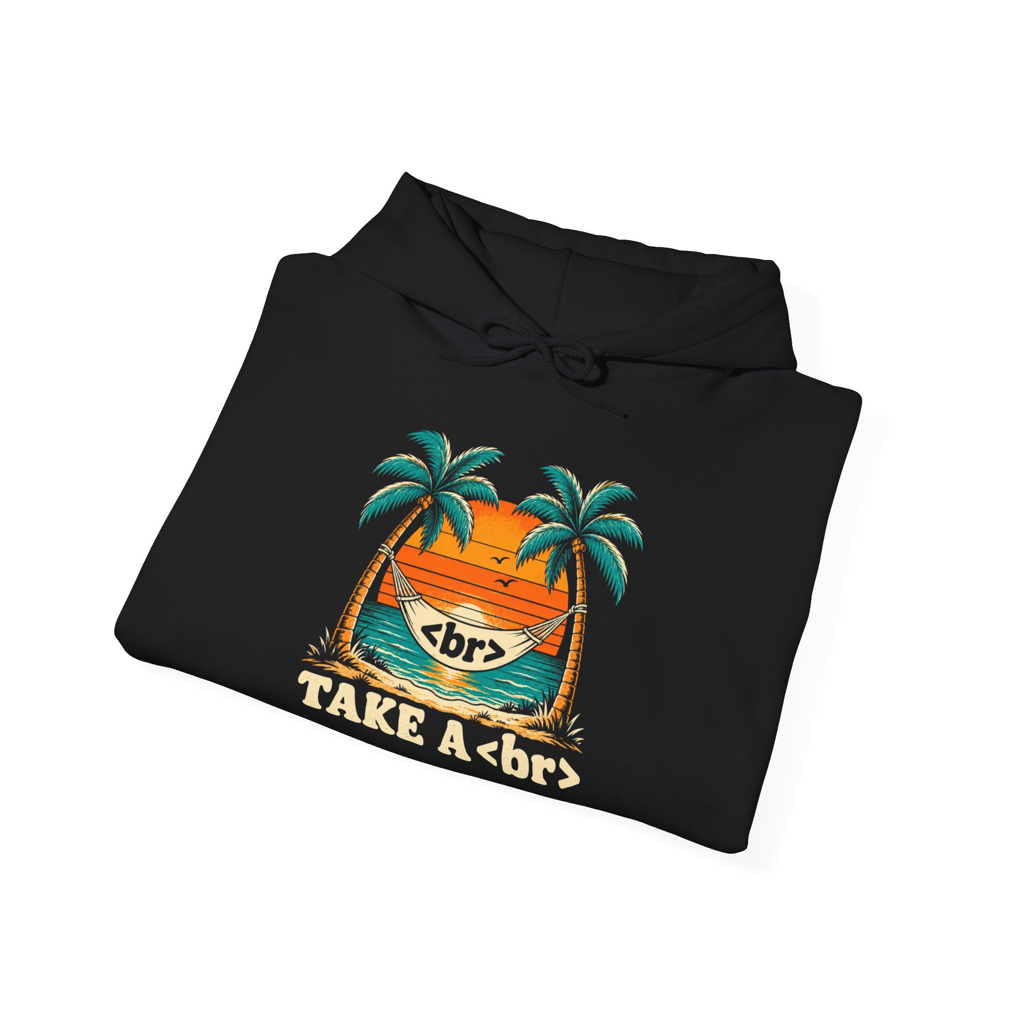 Take a Break Hammock hoodie in Black, folded