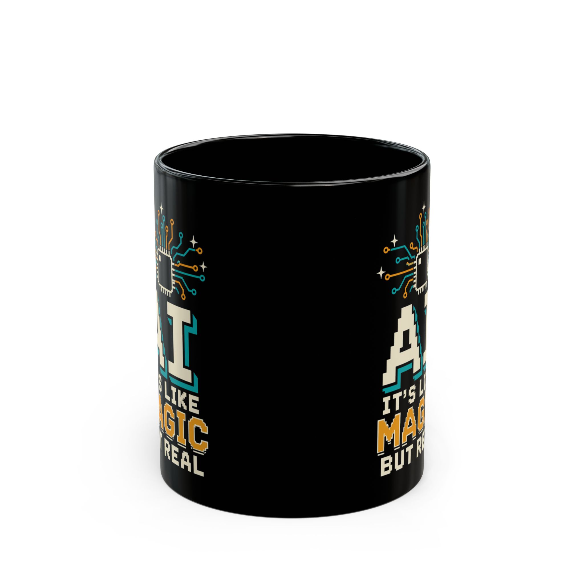 AI Magic Chip black mug, 11 oz, front view
