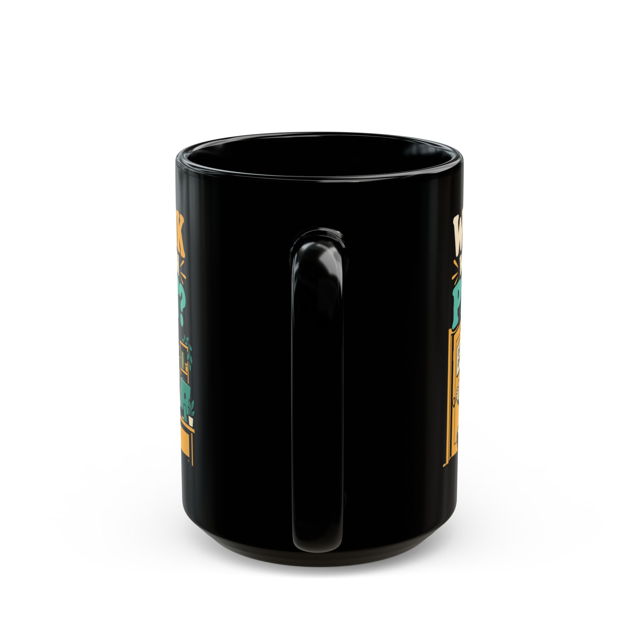 Prompt Out of Office black mug, 15 oz, back view