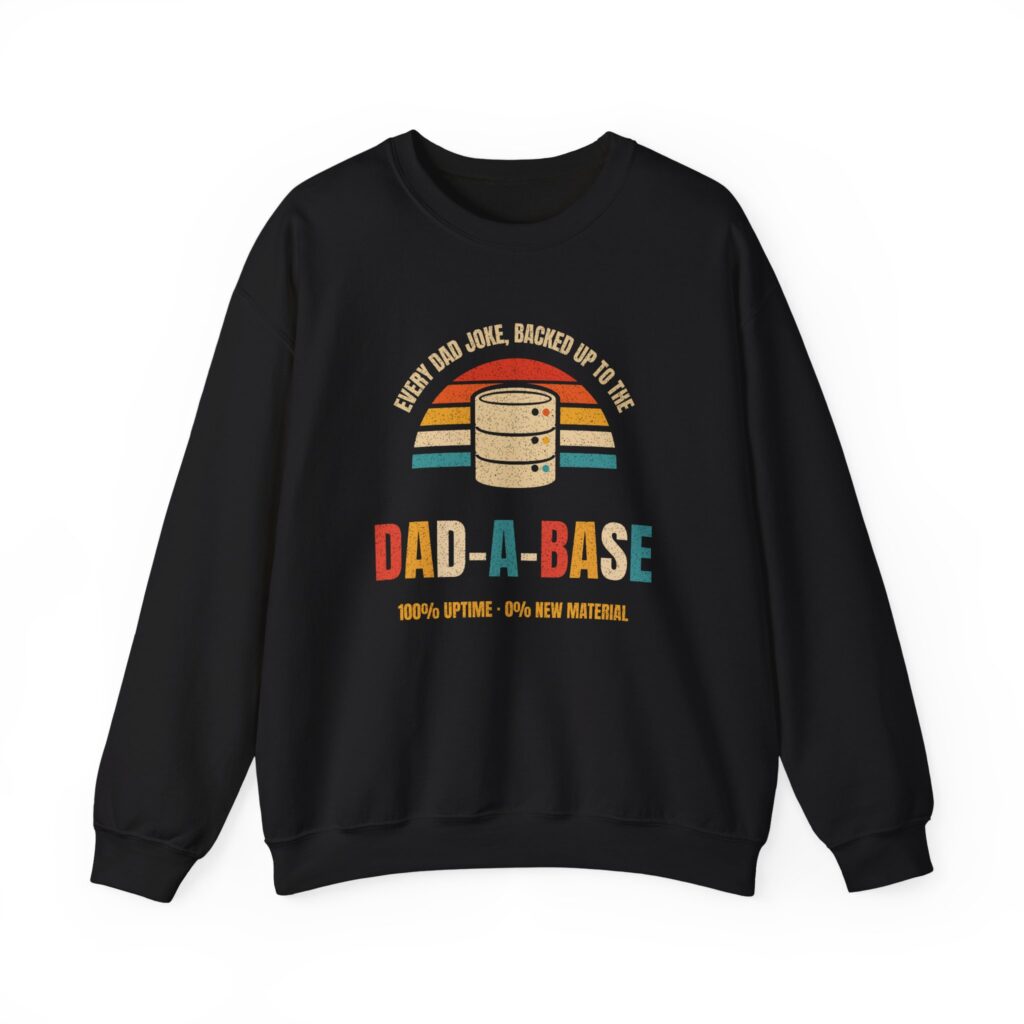 Dad-a-Base crewneck sweatshirt in Black, front view