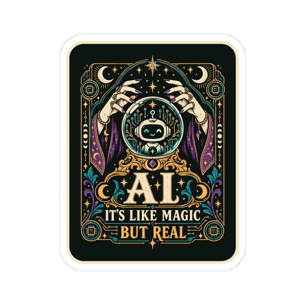 AI Magic Crystal Ball sticker, 4 inch, front view