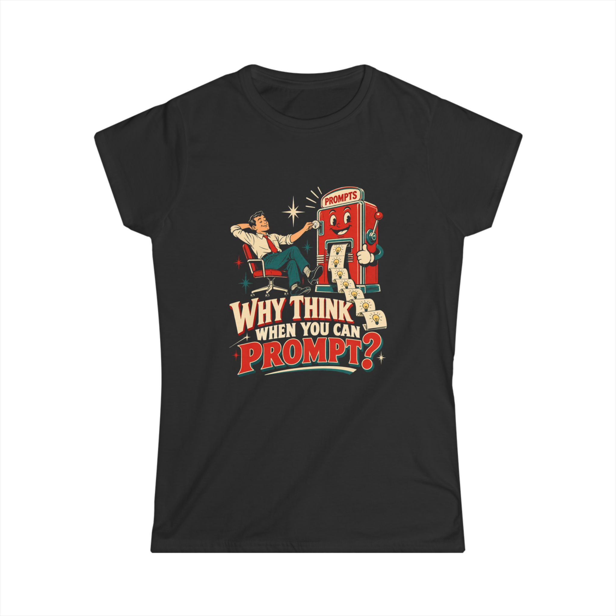 Prompt Machine women's T-shirt in Black, front view