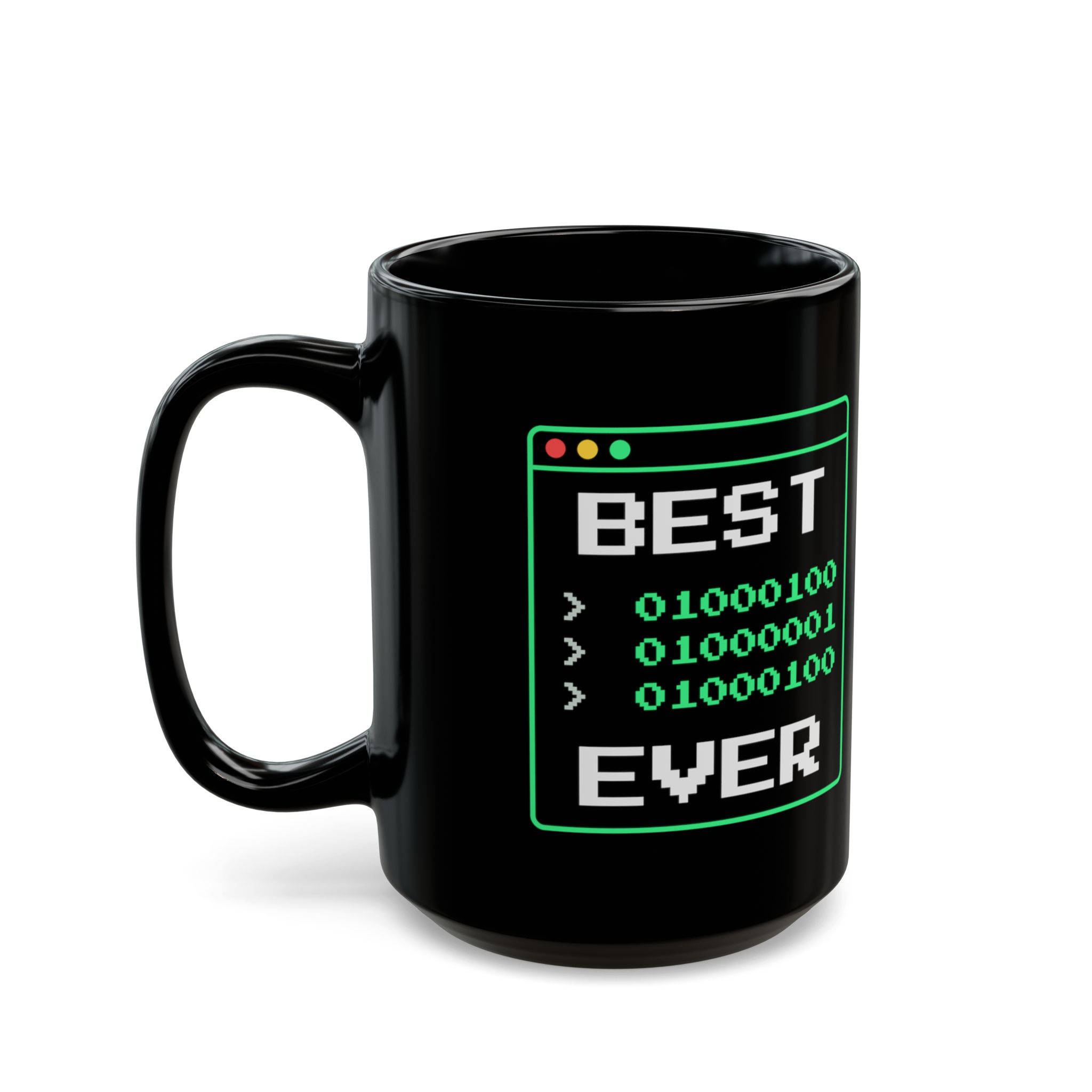 Best Dad Ever Mug — Binary "D-A-D" Funny Programmer Dad Black Coffee Mug - Image 7
