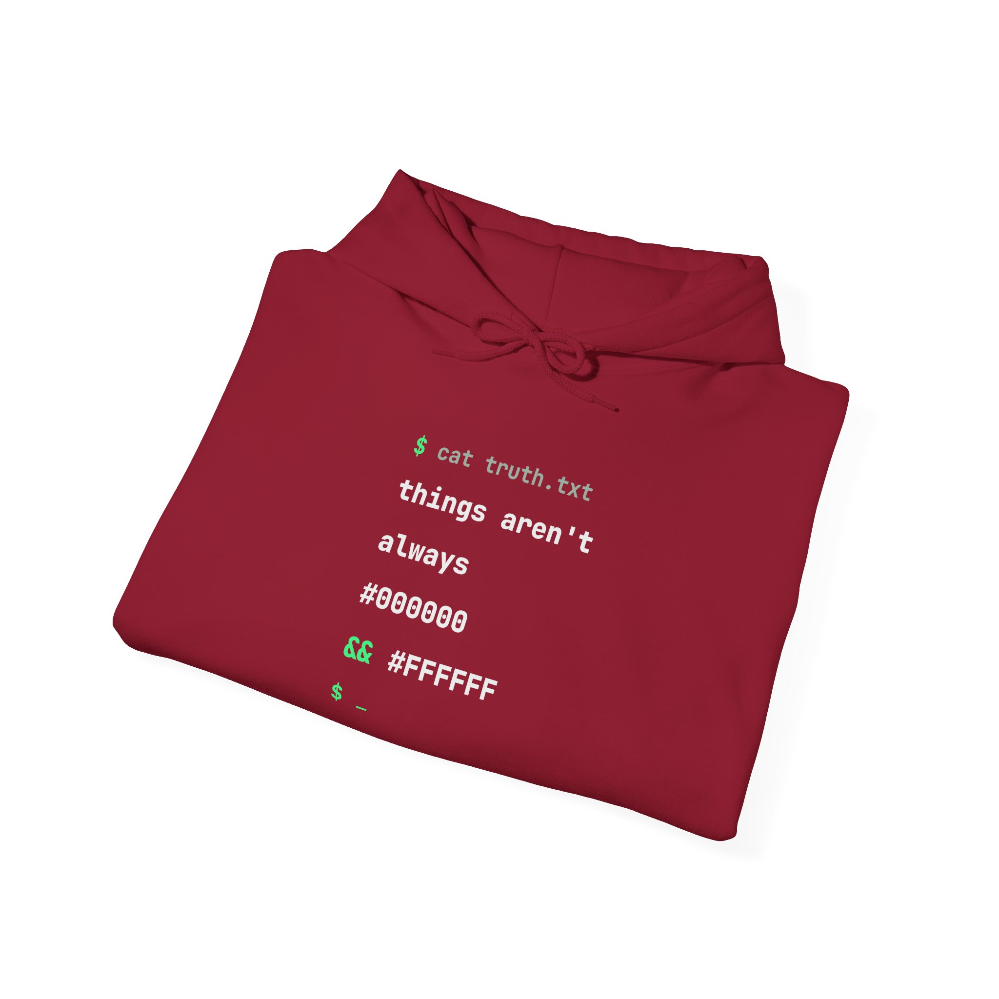 cat truth.txt hoodie in Cardinal Red, folded