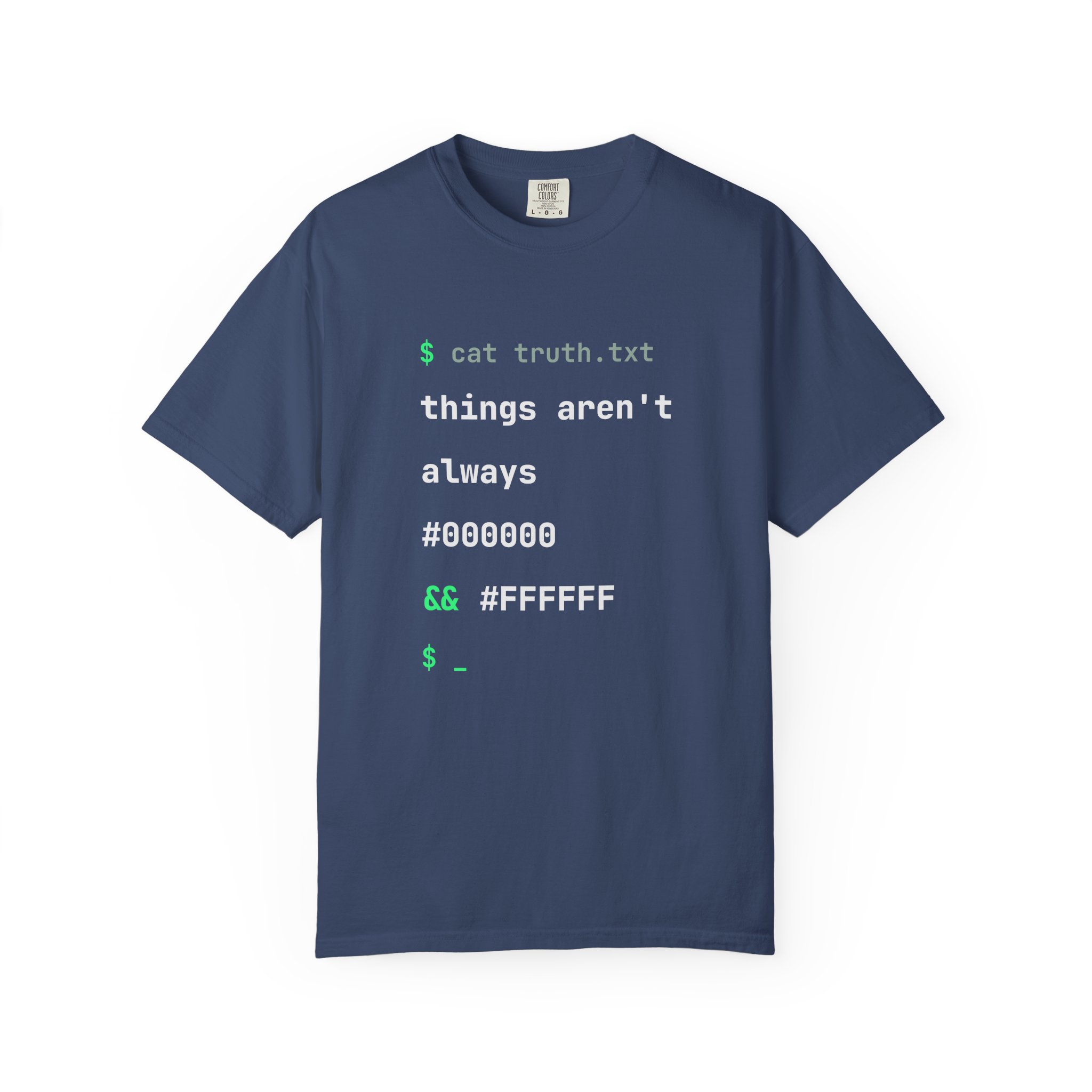 cat truth.txt T-shirt in China Blue, front view