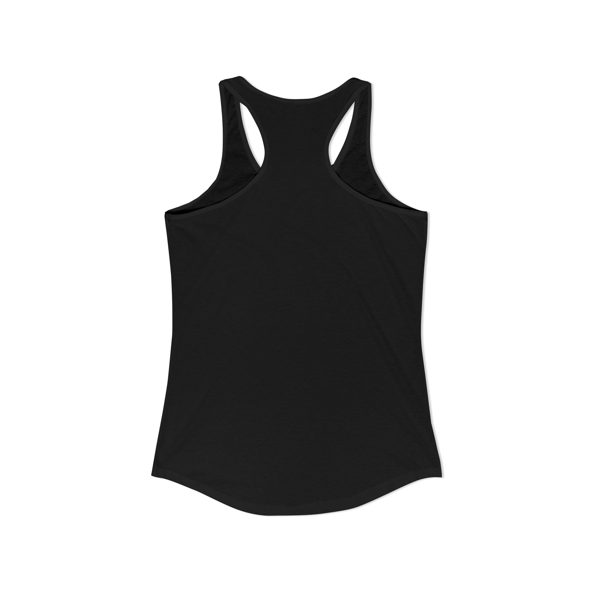 cat truth.txt women's racerback tank in Solid Black, back view
