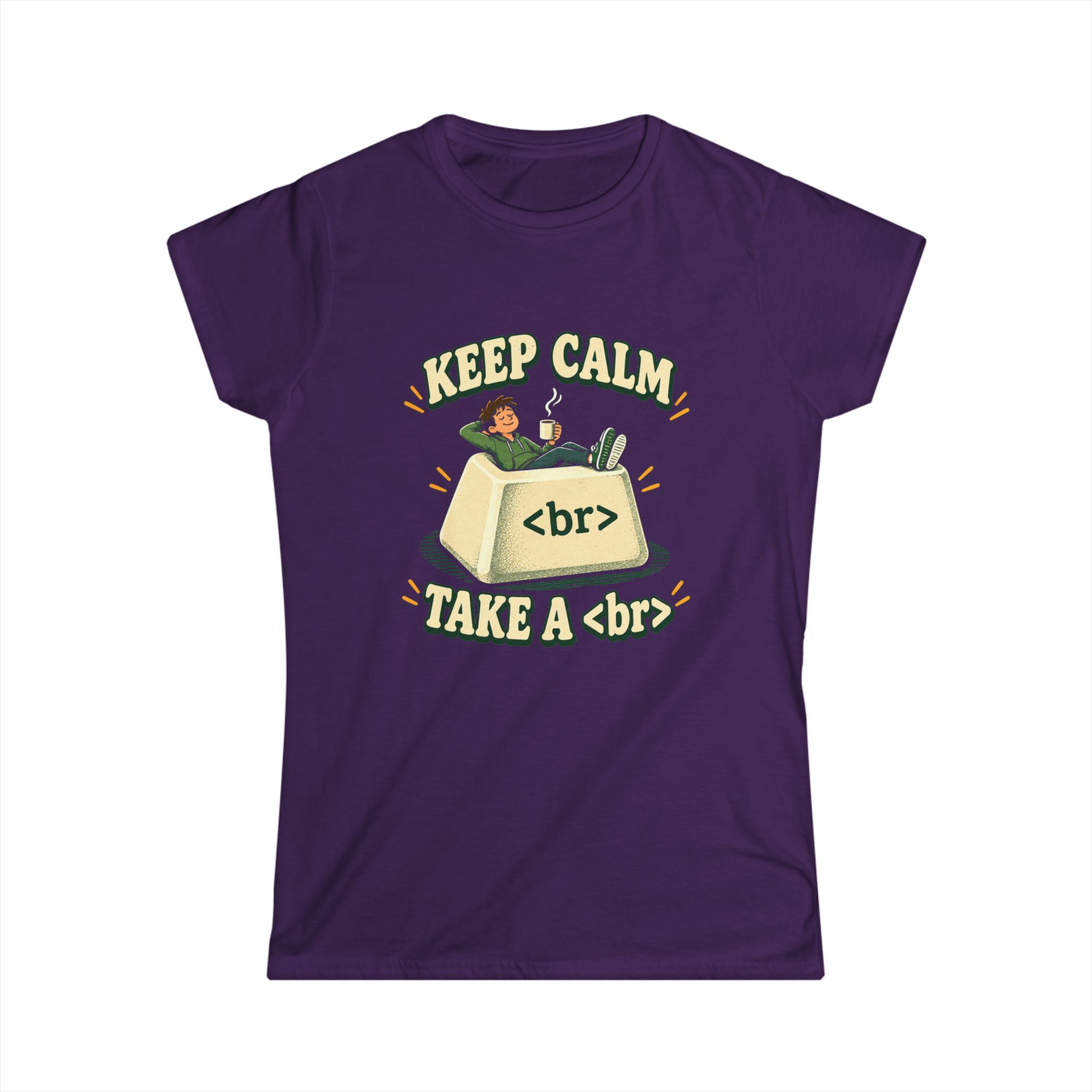 Keep Calm Keycap women's T-shirt in Purple, front view