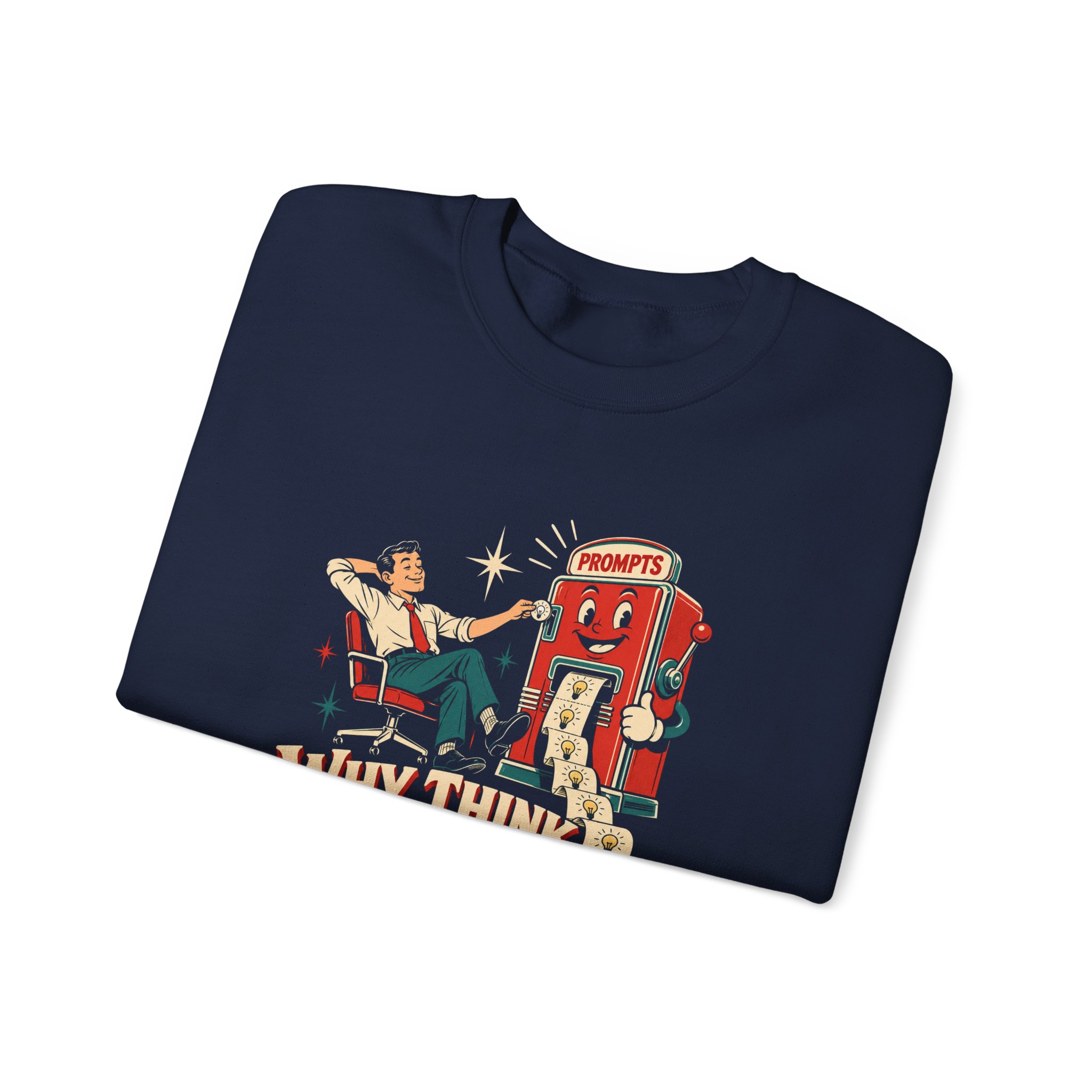 Prompt Machine crewneck sweatshirt in Navy, folded