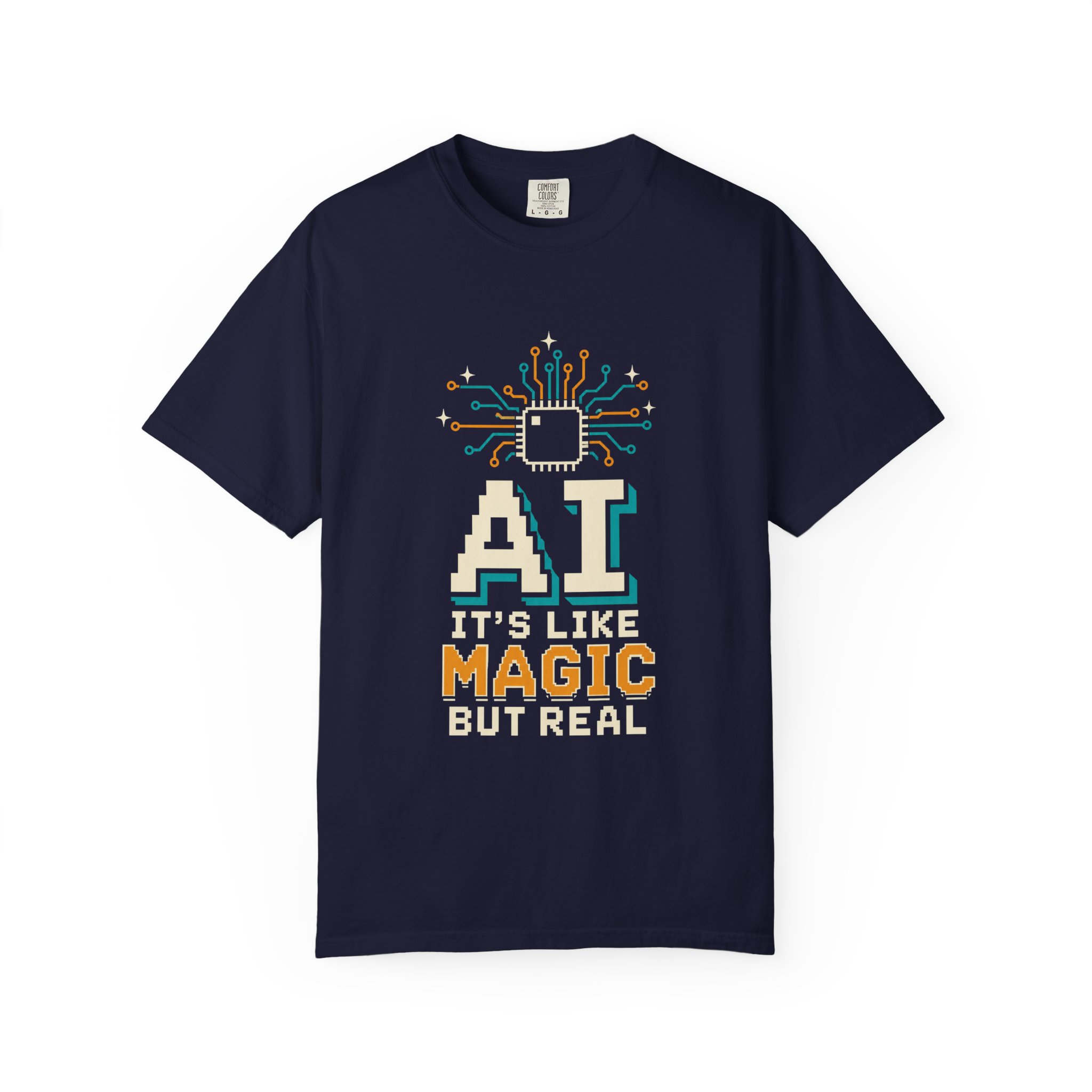 AI Magic Chip T-shirt in True Navy, front view