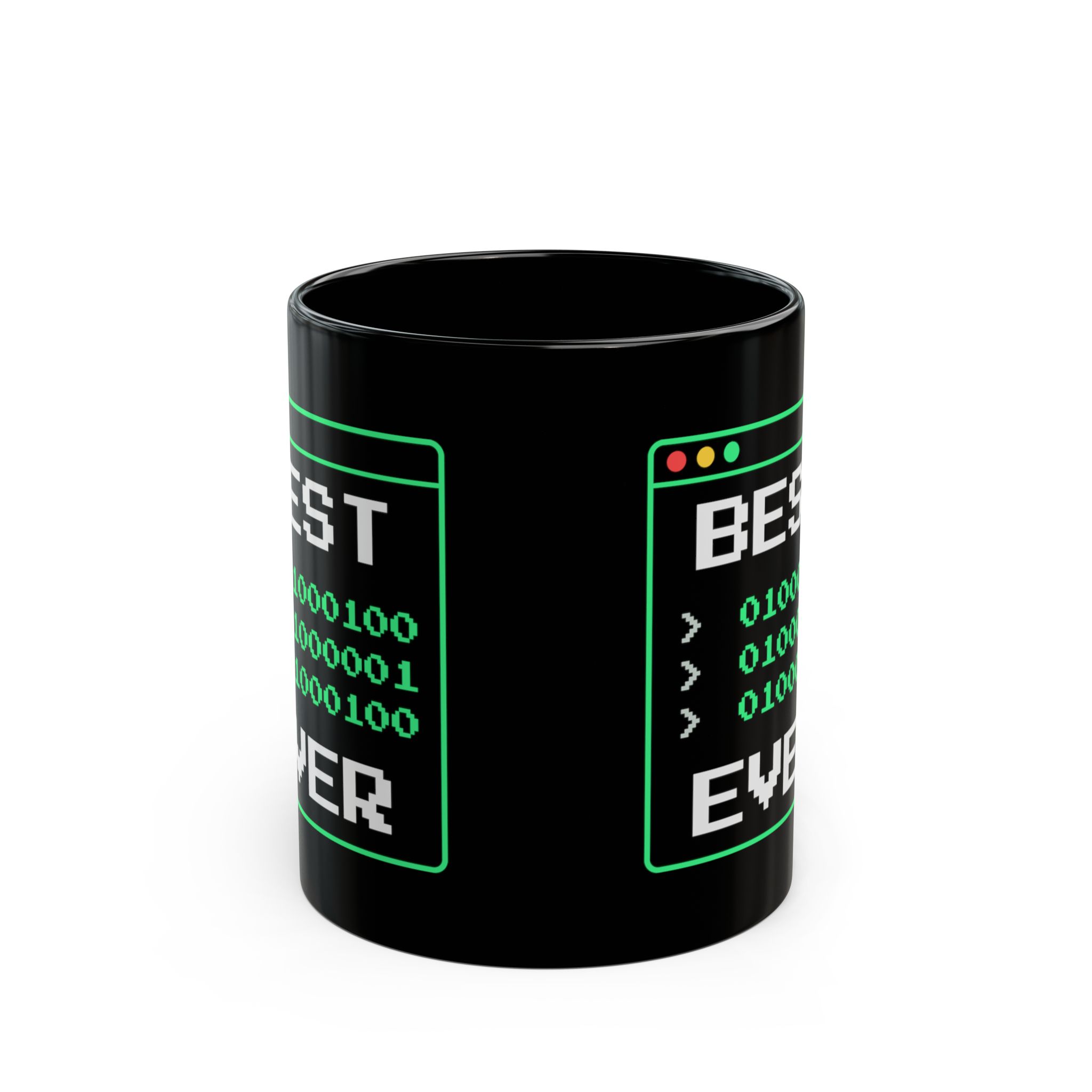Best Dad Ever Mug — Binary "D-A-D" Funny Programmer Dad Black Coffee Mug - Image 2