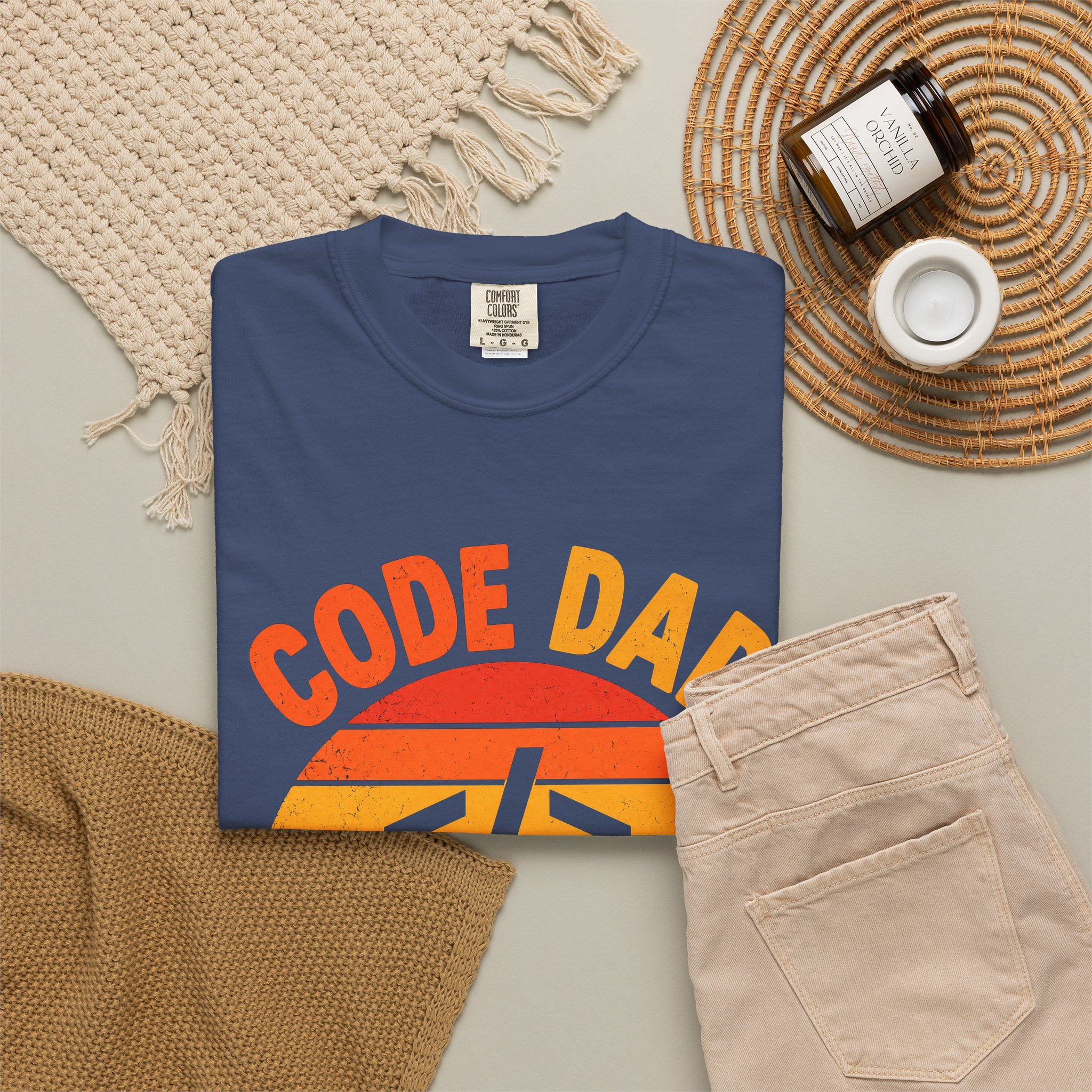 Code Dad T-shirt in China Blue, folded 2