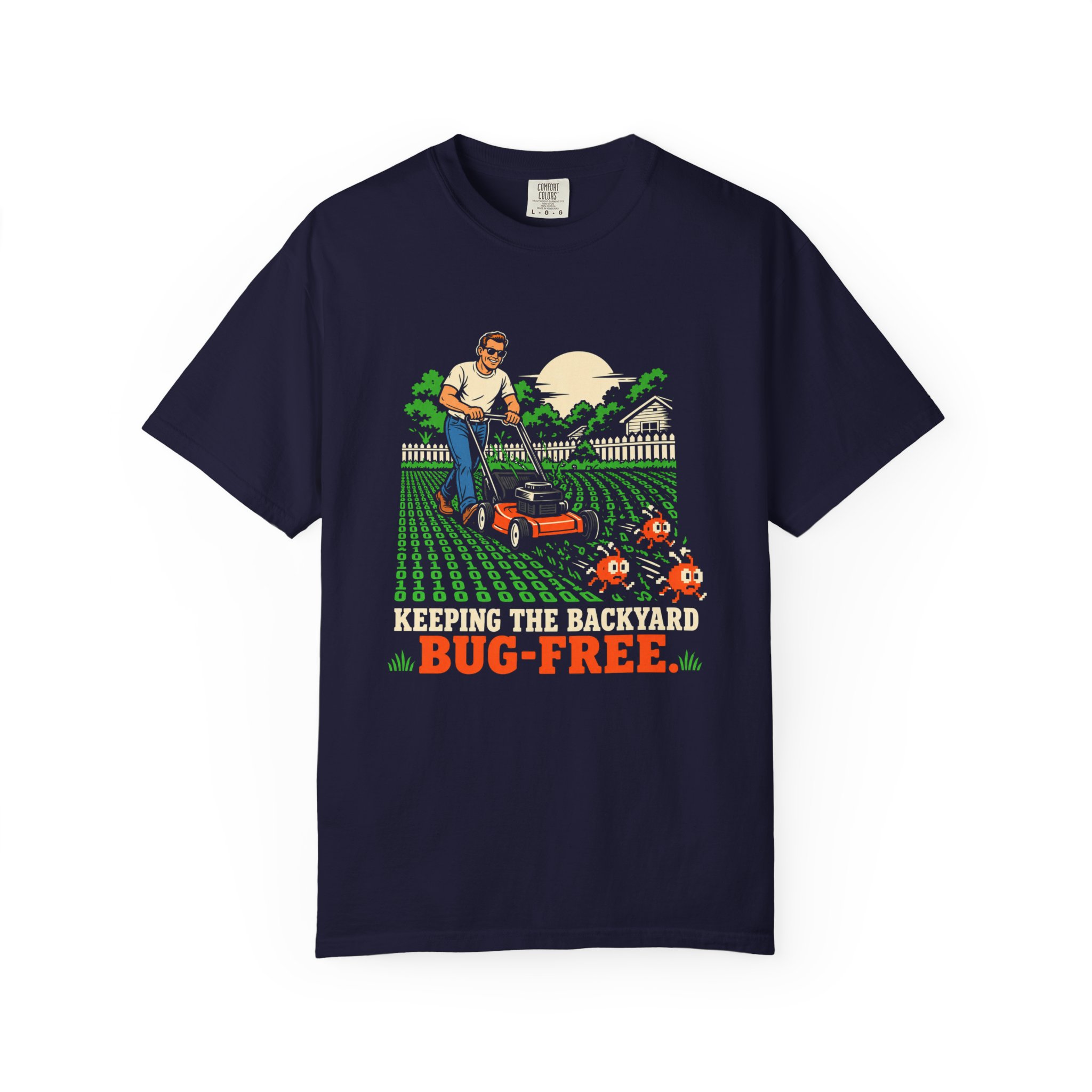 Bug-Free Backyard T-shirt in True Navy, front view