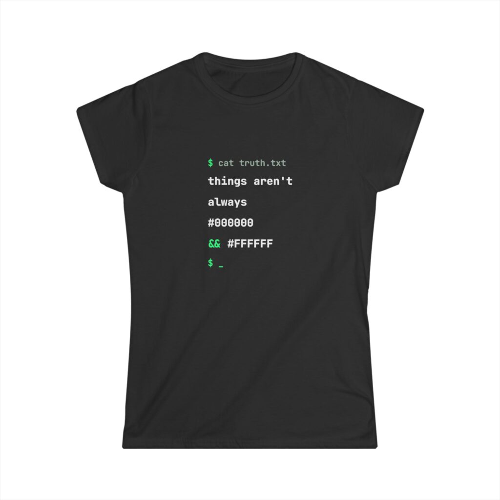 cat truth.txt women's T-shirt in Black, front view