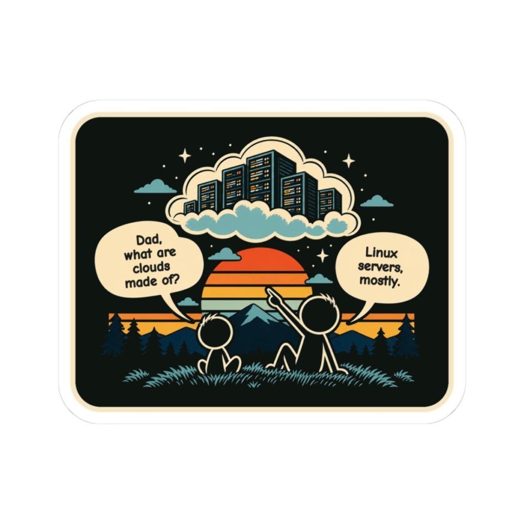 Linux Clouds sticker, 3 inch, front view