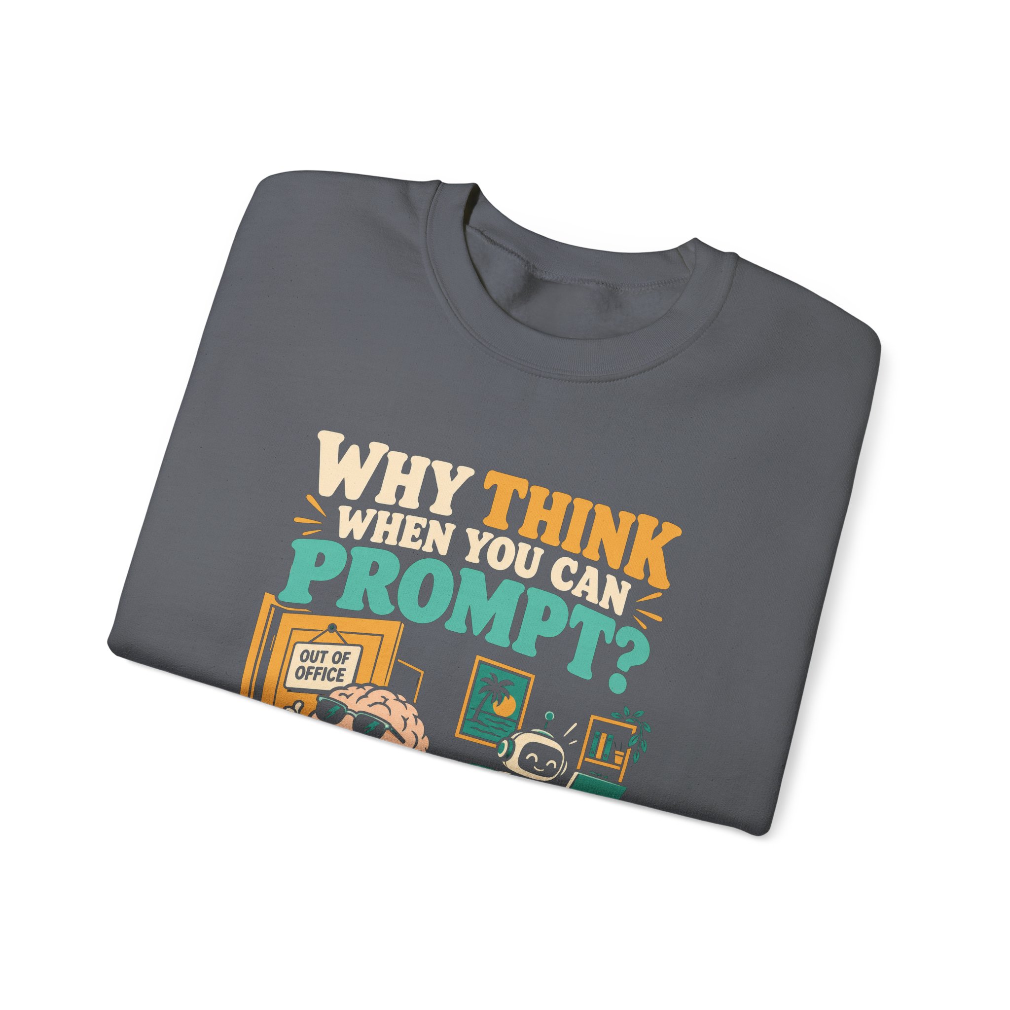 Prompt Out of Office crewneck sweatshirt in Charcoal, folded
