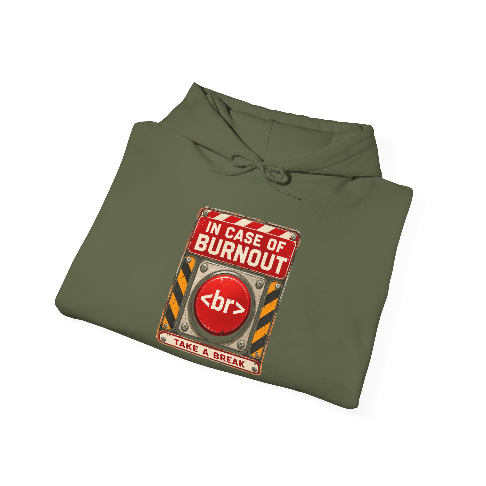 In Case of Burnout hoodie in Military Green, folded