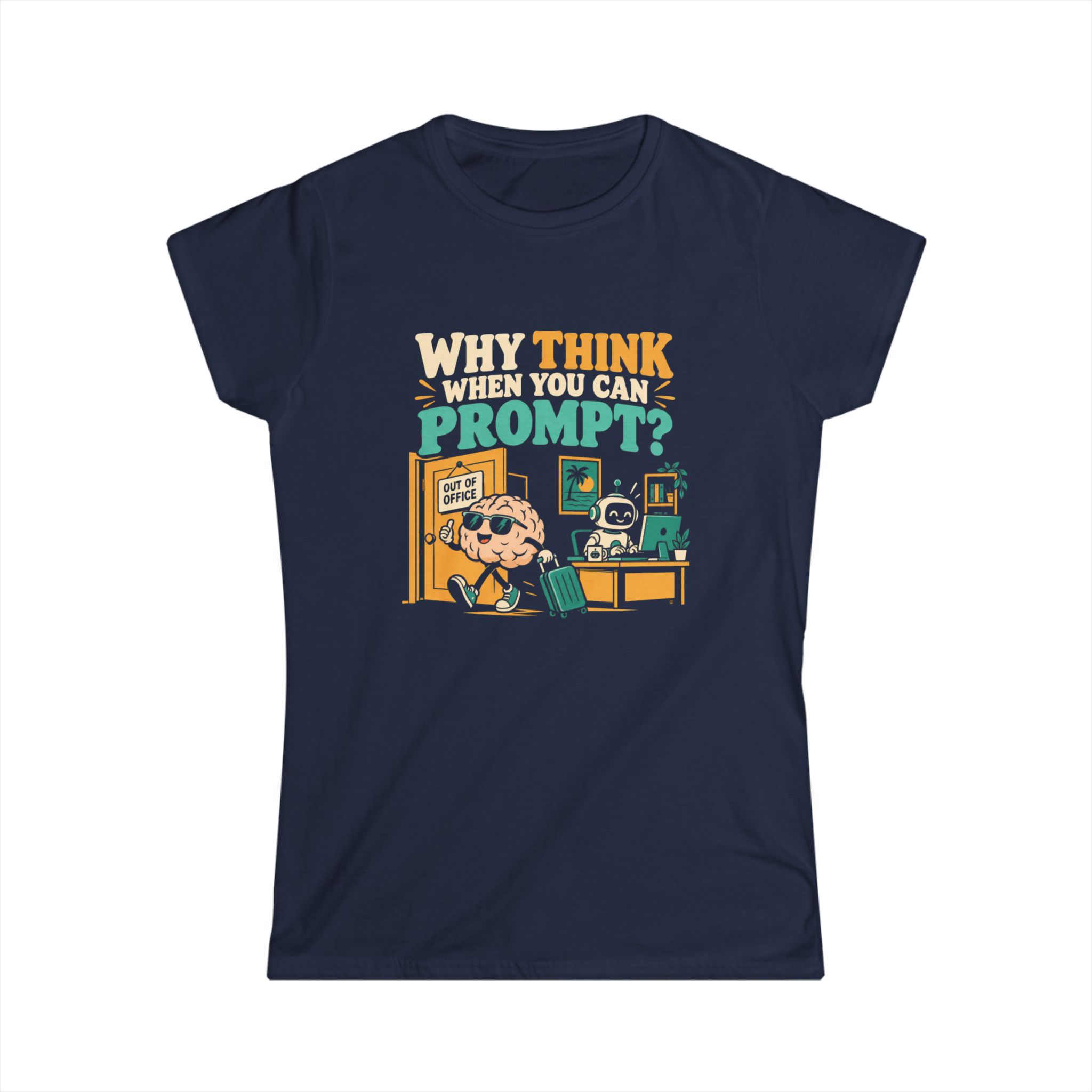 Prompt Out of Office women's T-shirt in Navy, front view