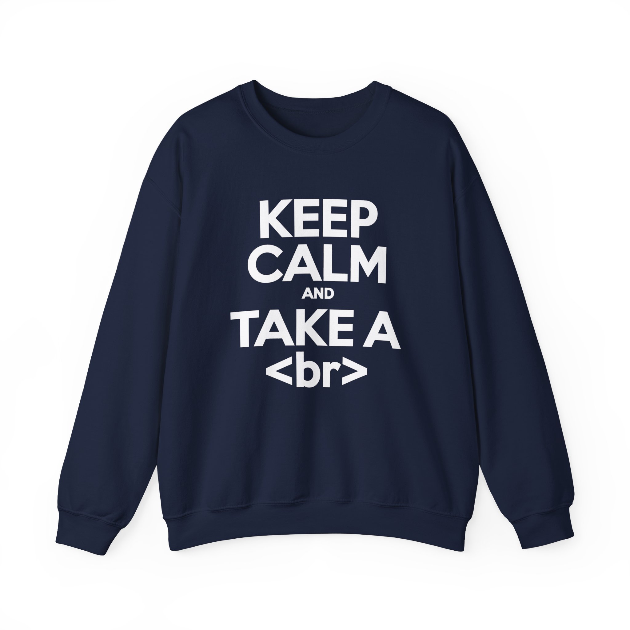 Keep Calm and Take a Break crewneck sweatshirt in Navy, front view
